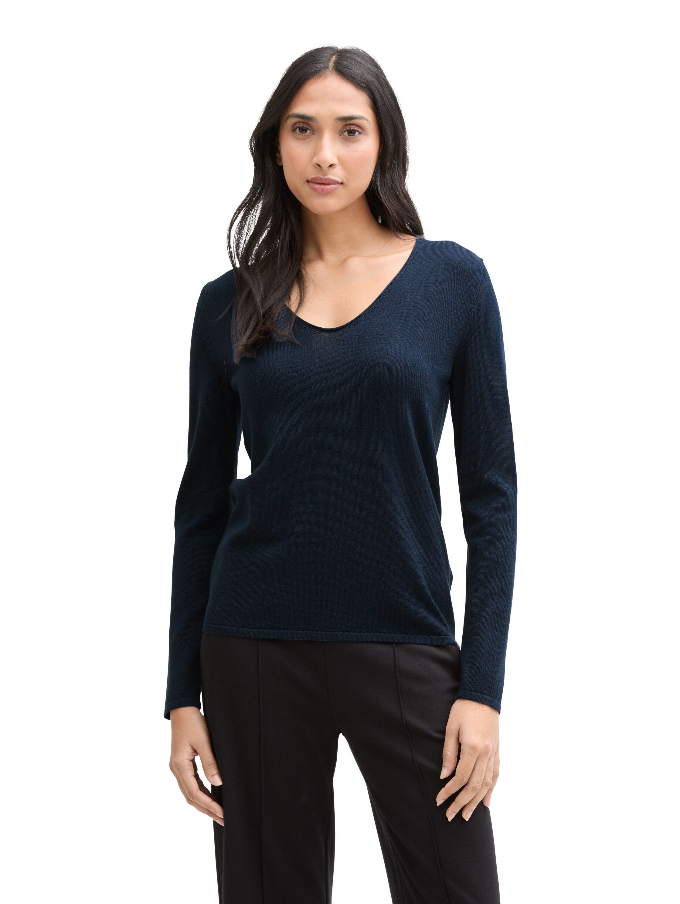 TOM TAILOR V-Ausschnitt-Pullover mit V-Ausschnitt günstig online kaufen