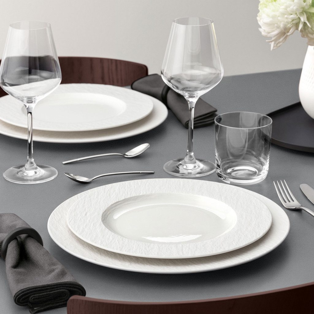 Villeroy & Boch Speiseteller Manufacture Speiseteller, (1 St), Premium Porcelain, mikrow.- & spülm.sicher, Made in Germany