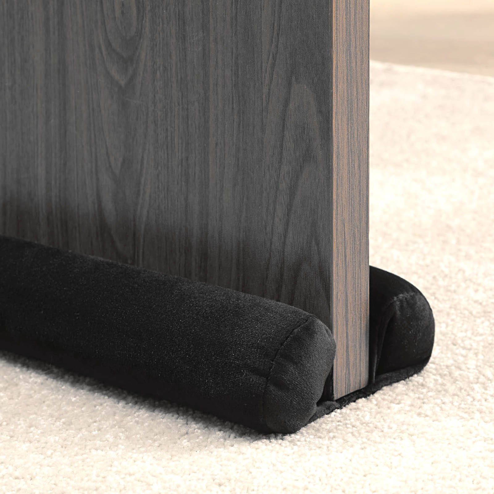 VOSSBACH Zugluftstopper Tür Windstopper Türdichtung Türisolierung Dichtung Isolierung, 1-tlg., Mikrofaser Schwarz mit Doppeldichtung