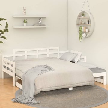 furnicato Bett Tagesbett Ausziehbar Weiß Massivholz Kiefer 2x(90x200) cm