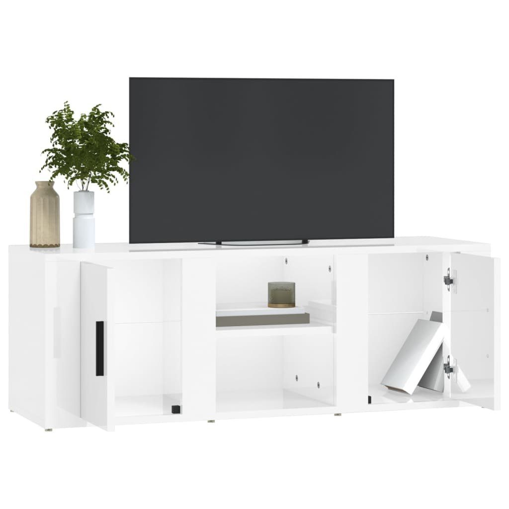 furnicato Holzwerkstoff 100x31,5x35 TV-Schrank cm Hochglanz-Weiß
