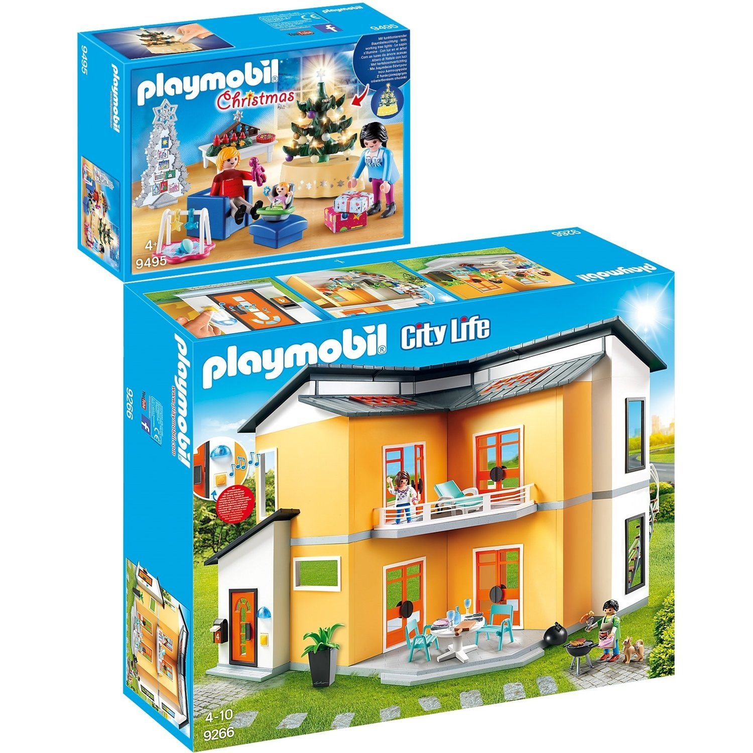 Playmobil® Spielbausteine »9266 9495 City Life 2er Set Wohnhaus +  Weihnachtliches«