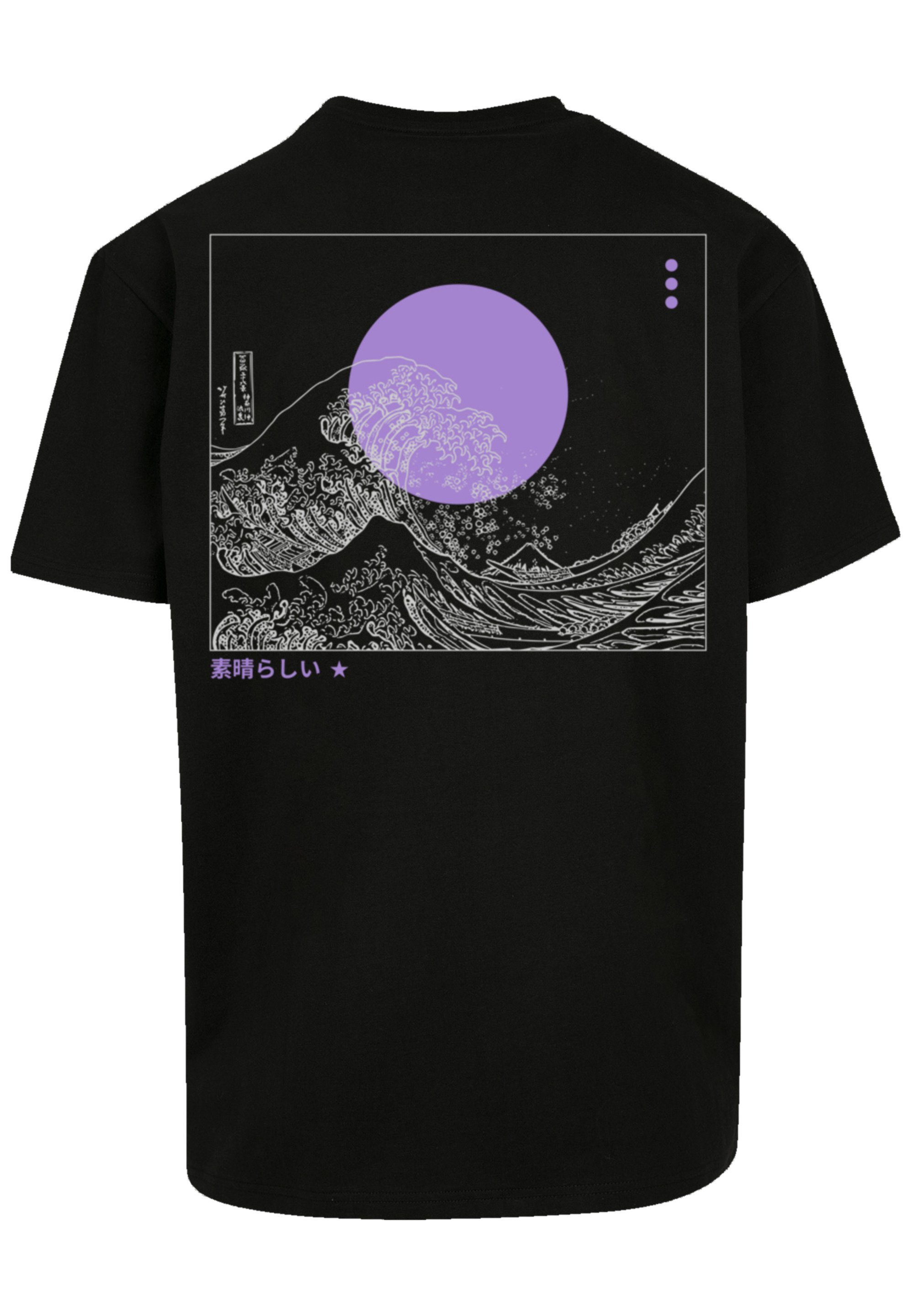 Welle T-Shirt schwarz F4NT4STIC Print Kanagawa