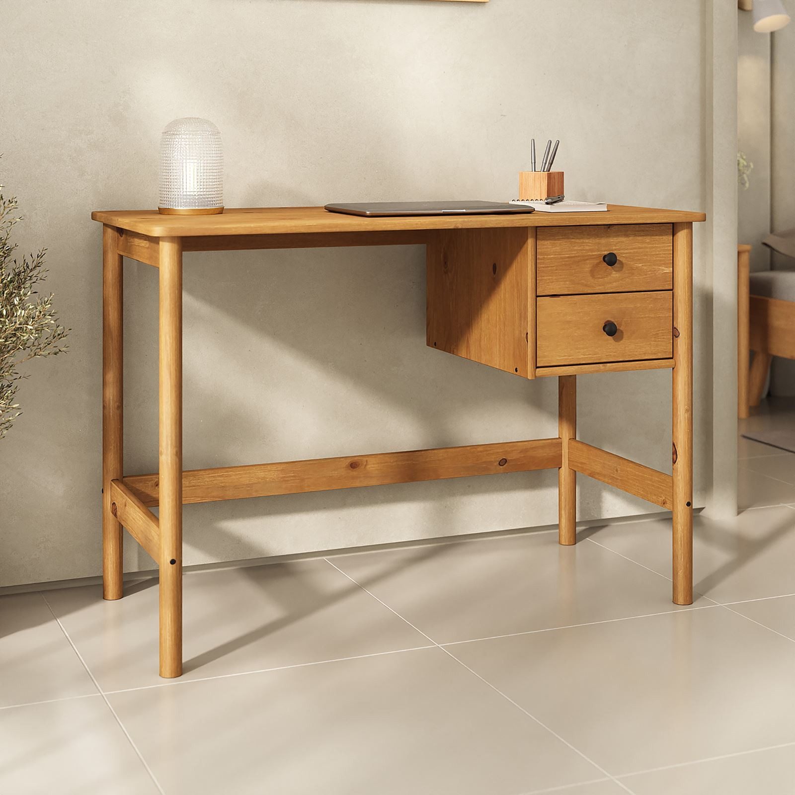 IDIMEX Schreibtisch MARLO, Holzschreibtisch mit 2 Schubladen aus Massivholz günstig online kaufen