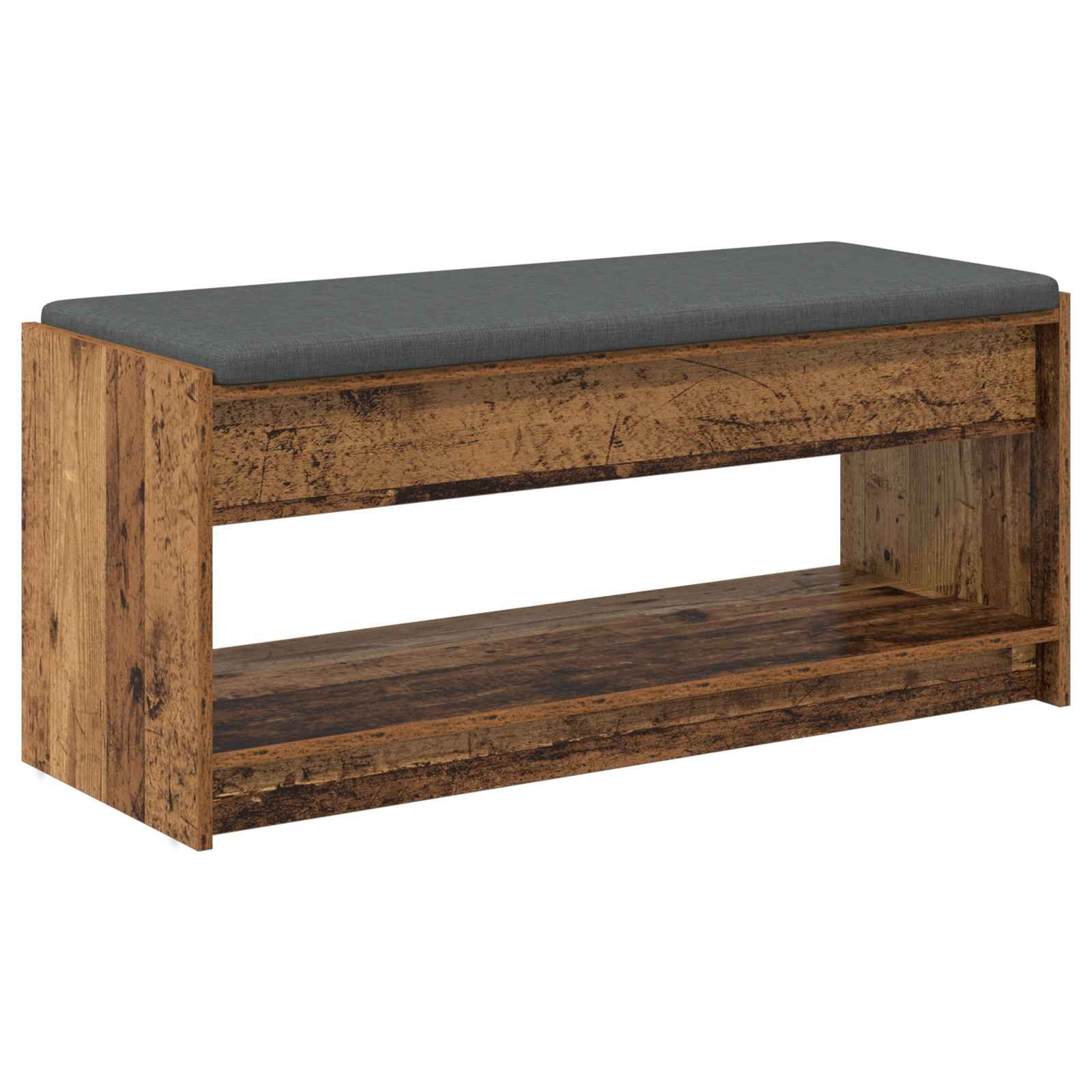vidaXL Sitzbank Flurbank mit Kissen mit Regal Altholz 103 x 38 x 45 cm (1-St)