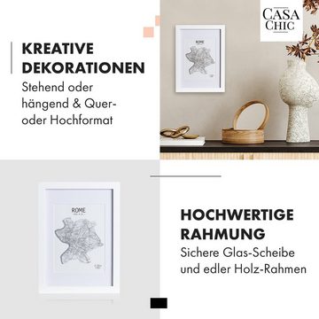 Casa Chic Bilderrahmen Everton Bilderrahmen rechteckig DIN A4 28,8 x 20 cm Fotos Passepartout Glas, (Set)