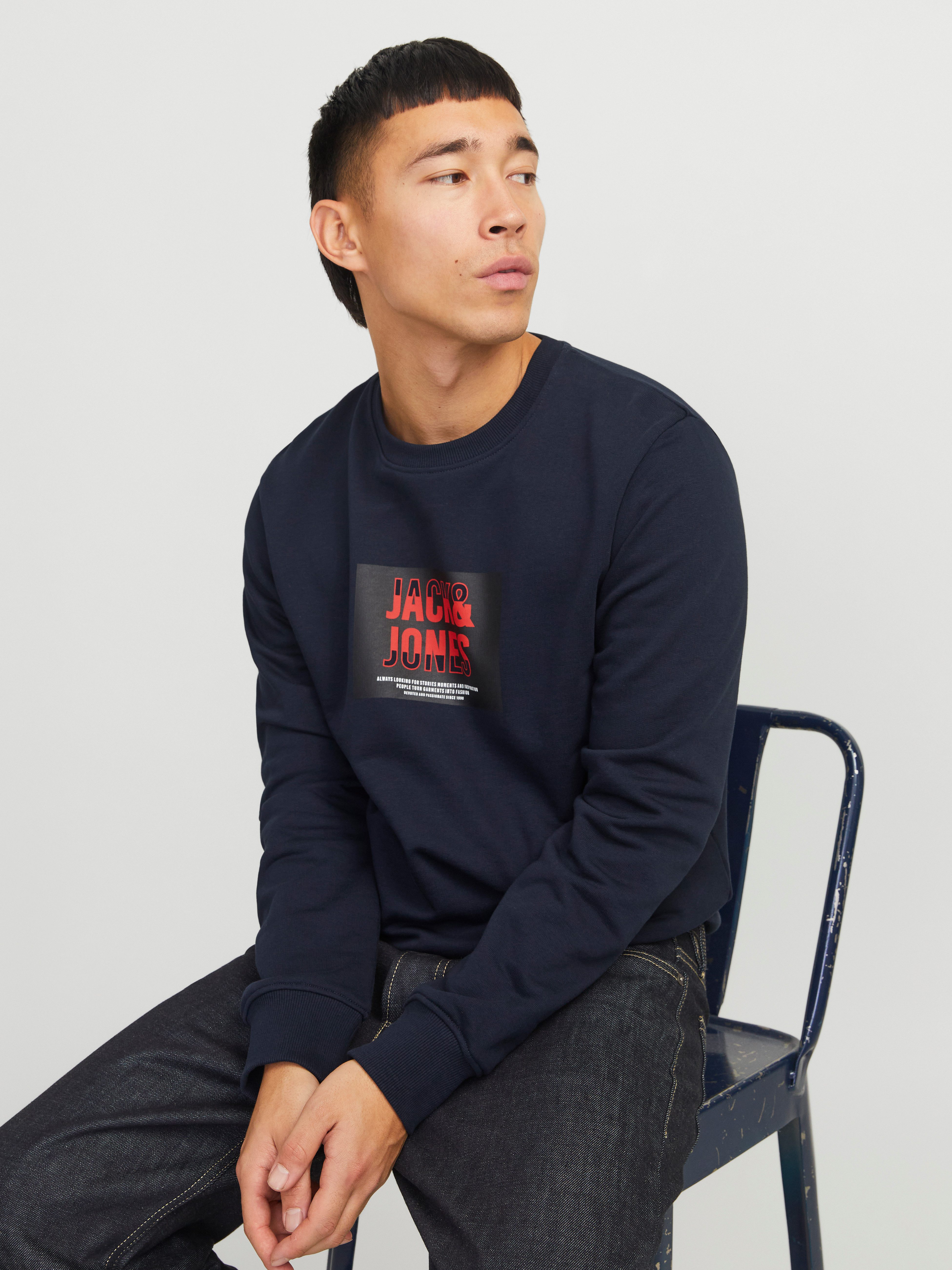 Jack & Jones Sweatshirt JJHUDSON – Sweatshirt mit Print, Rundhals und Kapuz günstig online kaufen