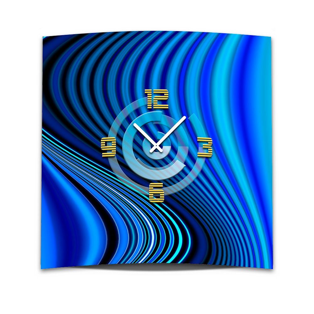 dixtime Wanduhr Wanduhr XXL 3D Optik Dixtime blaue Rippen 50x50 cm leises Uhrwerk (Einzigartige 3D-Optik aus 4mm Alu-Dibond)