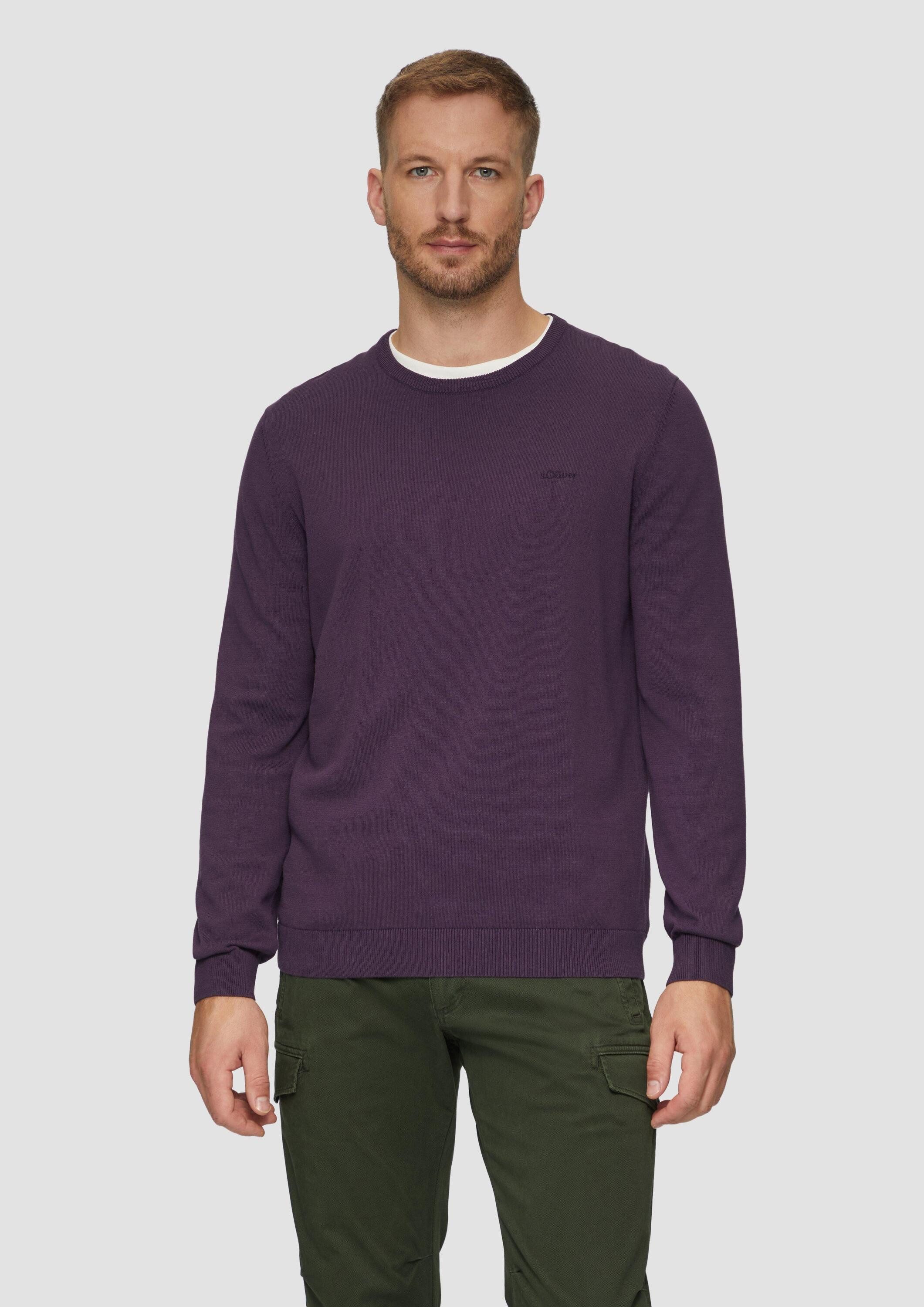 s.Oliver Longpullover Strickpullover Baumwollpullover mit Logo-Stickerei günstig online kaufen