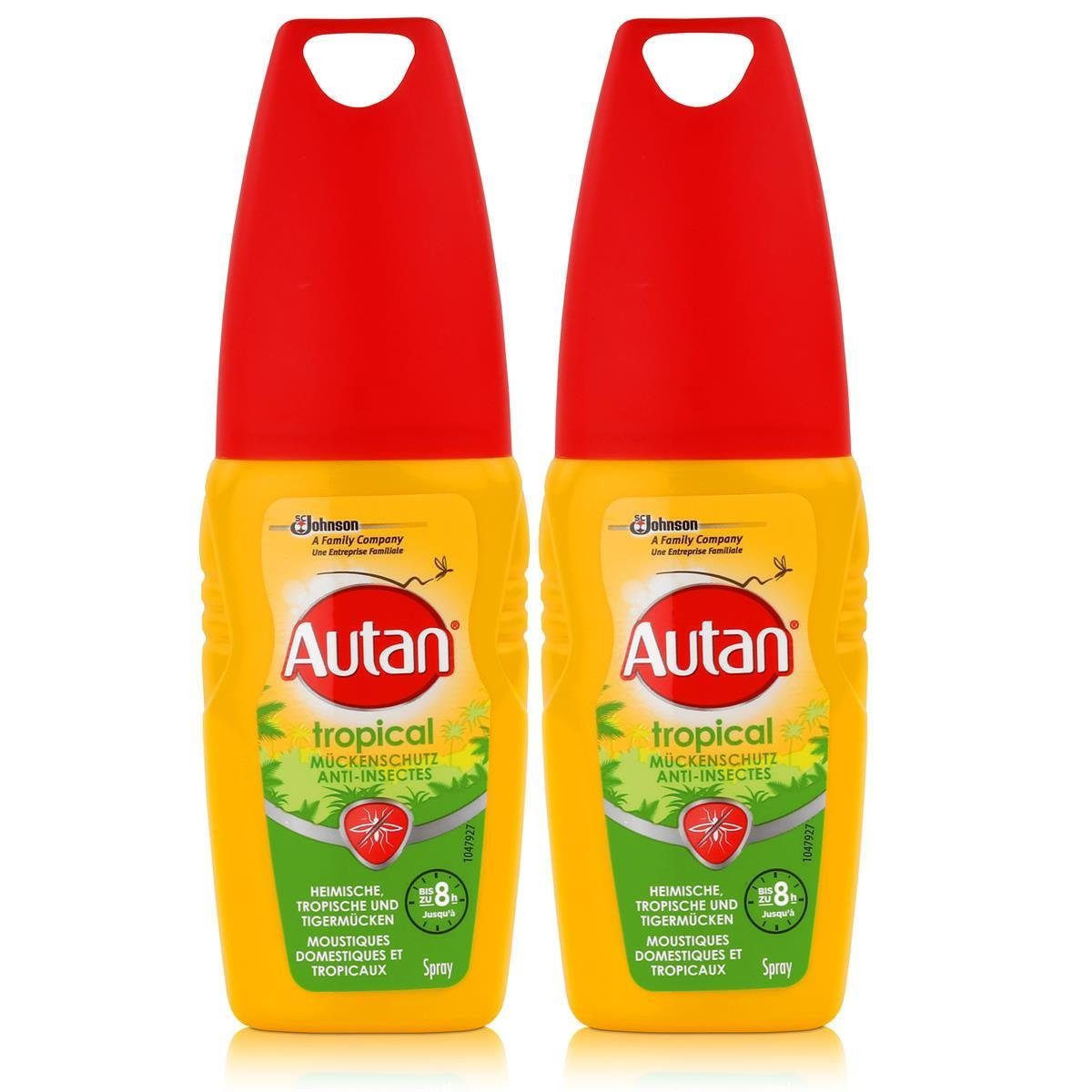 Autan Insektenspray Autan Mückenschutz Tropical Pumpspray 100ml - Bis zu 8h Schutz (2er Pa