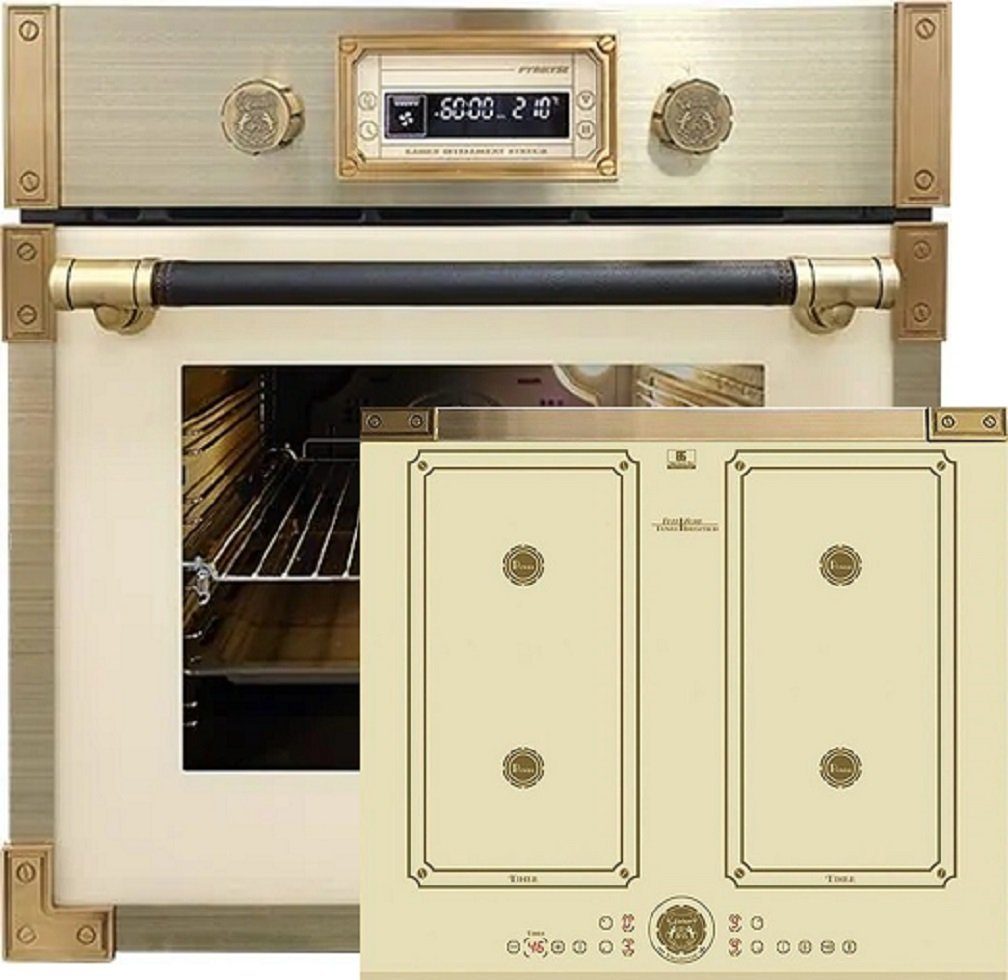 Kaiser Küchengeräte Backofen-Set Herd Set Autark Retro Pyrolyse Einbau Backofen 73L+Induktions-Kochfeld,60 cm EH 6427 ElfAD+KCT 6745 ElfAD,., mit 1-fach-Teleskopauszug