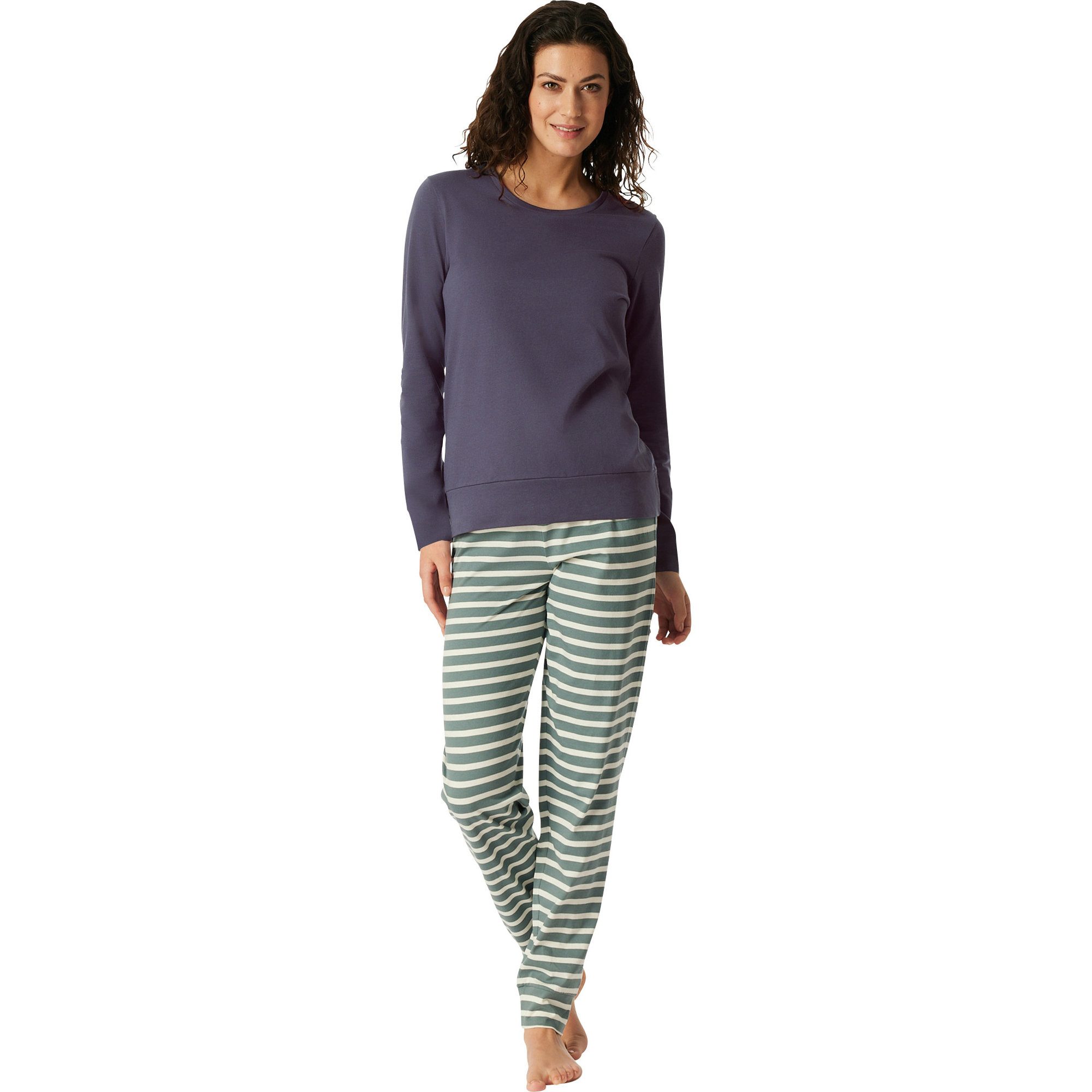 Schiesser Pyjama Damen-Schlafanzug Single-Jersey Streifen: Hose, gestrickte günstig online kaufen