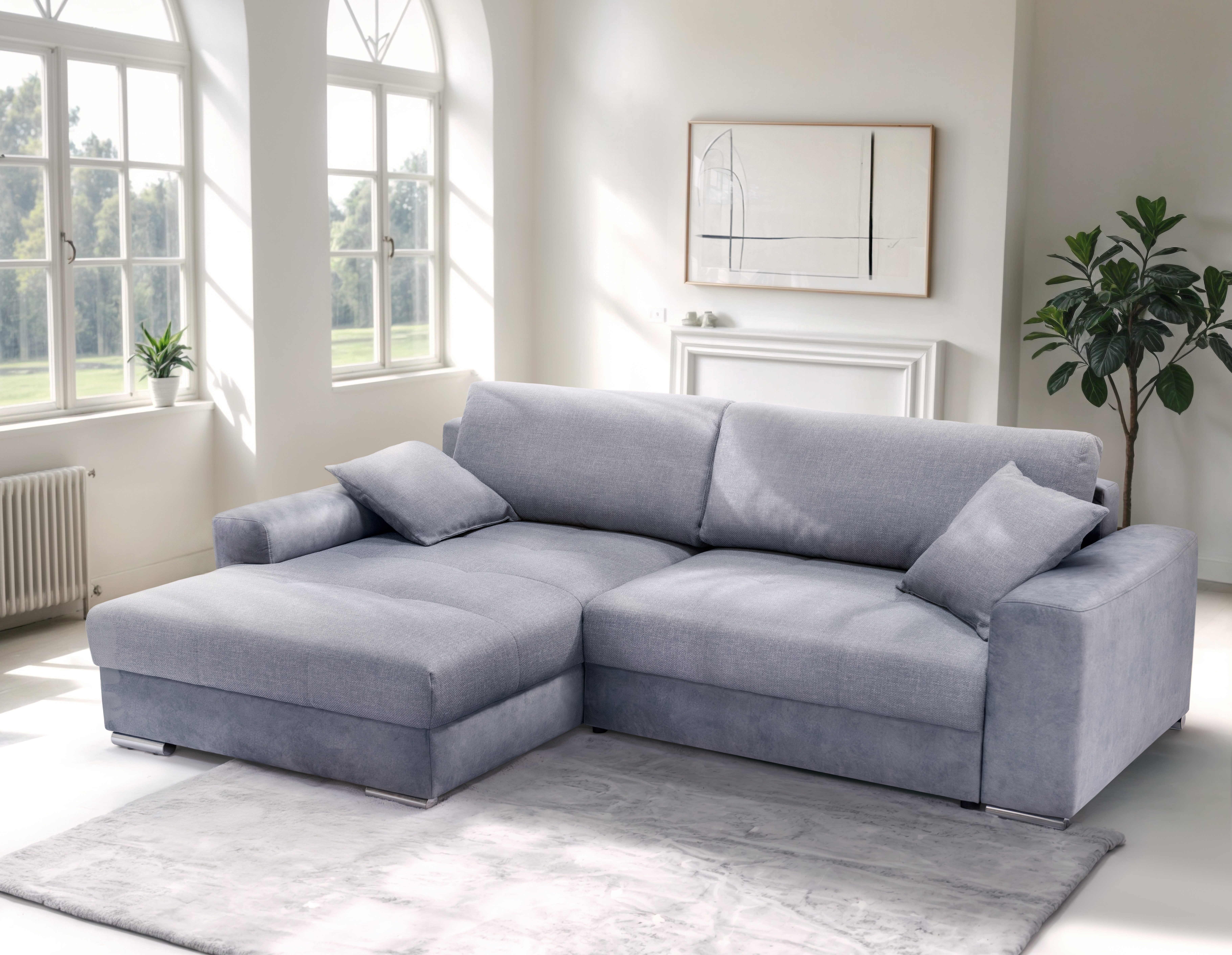 exxpo - sofa fashion Ecksofa Larnaca, inkl. Bettfunktion & Bettkasten, bequem, Breite 269cm, mit extrabreiten Rückenkissen und 2 Zierkissen