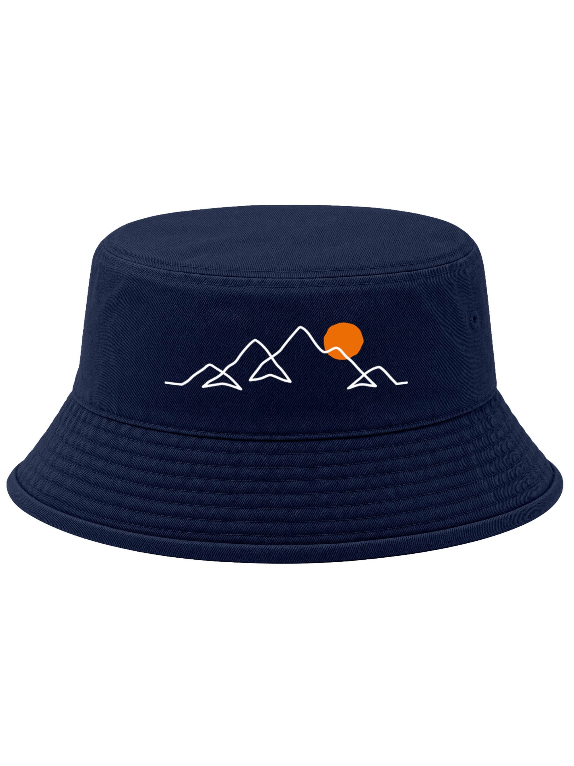 Neverless Fischerhut Anglerhut mit Print Berg Linie Bucket Hat Baumwolle Neverless®