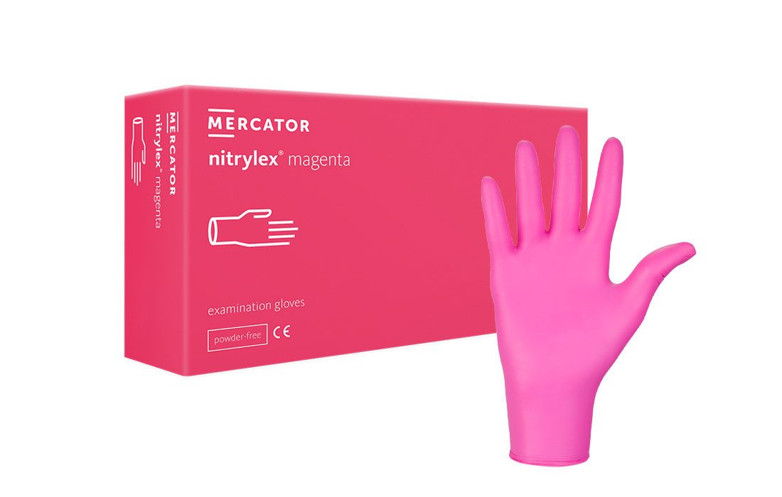 Mercator Einweghandschuhe Nitrilhandschuhe NITRYLEX Magenta Einweghandschuh günstig online kaufen