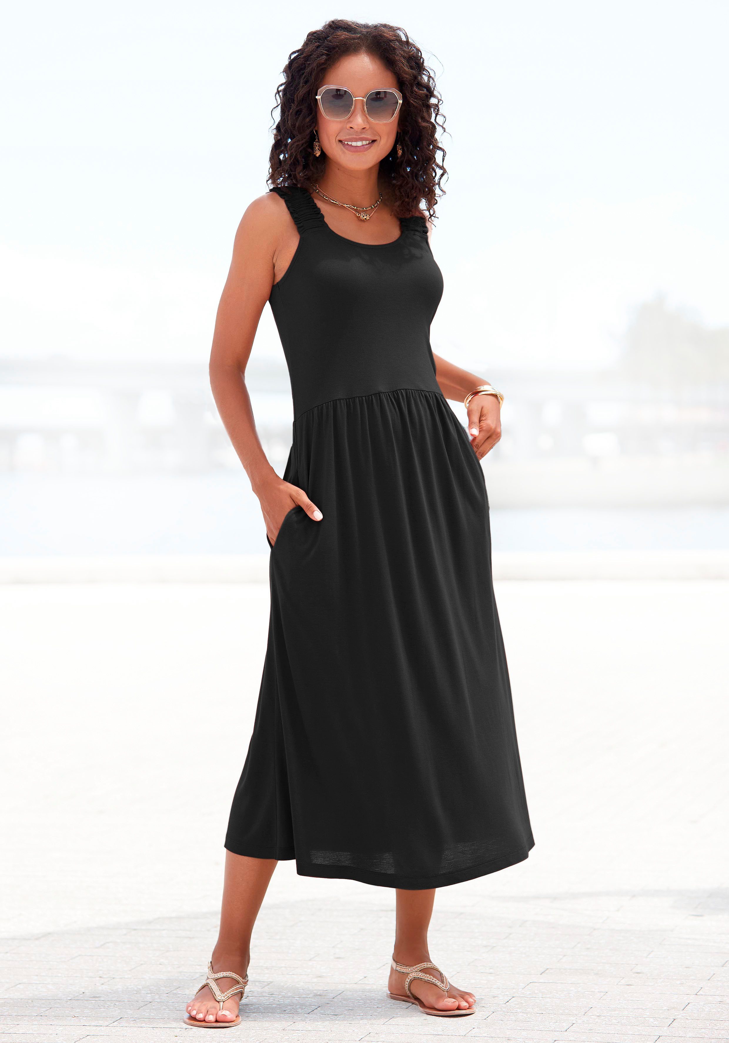 Beachtime Jerseykleid mit Taschen, knielanges Sommerkleid, Strandkleid, Bas günstig online kaufen