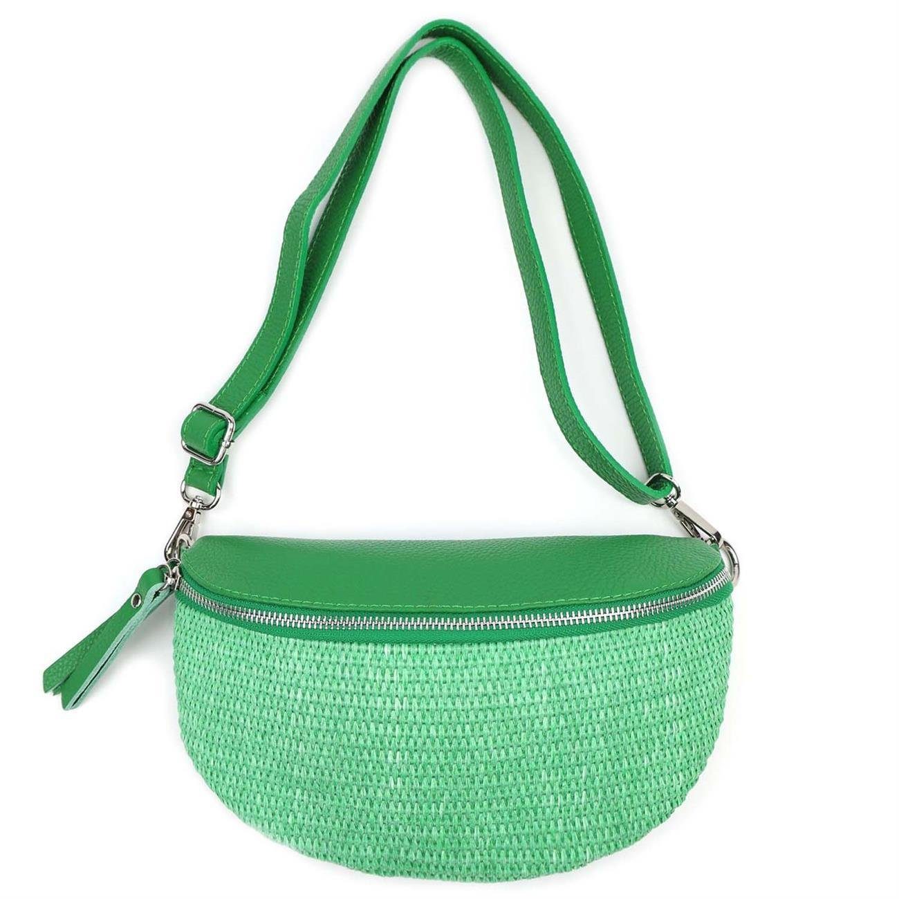 Bauchtasche Damen Basttasche Schultertasche CrossBody CrossOver Umhängetasche
