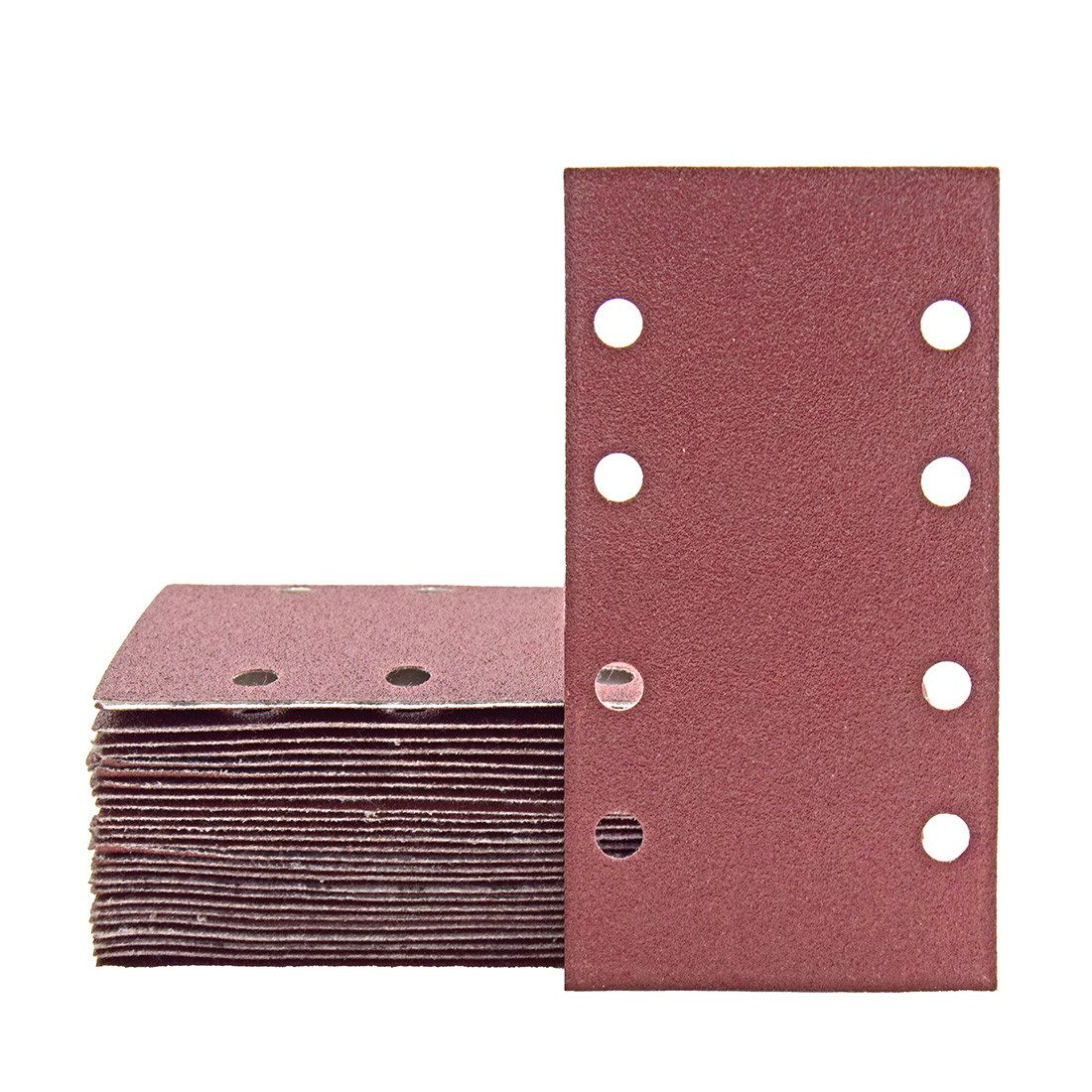 MioTools Schleifpapier 180 x 93 mm 8-Loch Klett-Schleifblätter für Schwingschleifer, Normalkorund, 50 Stk., K120