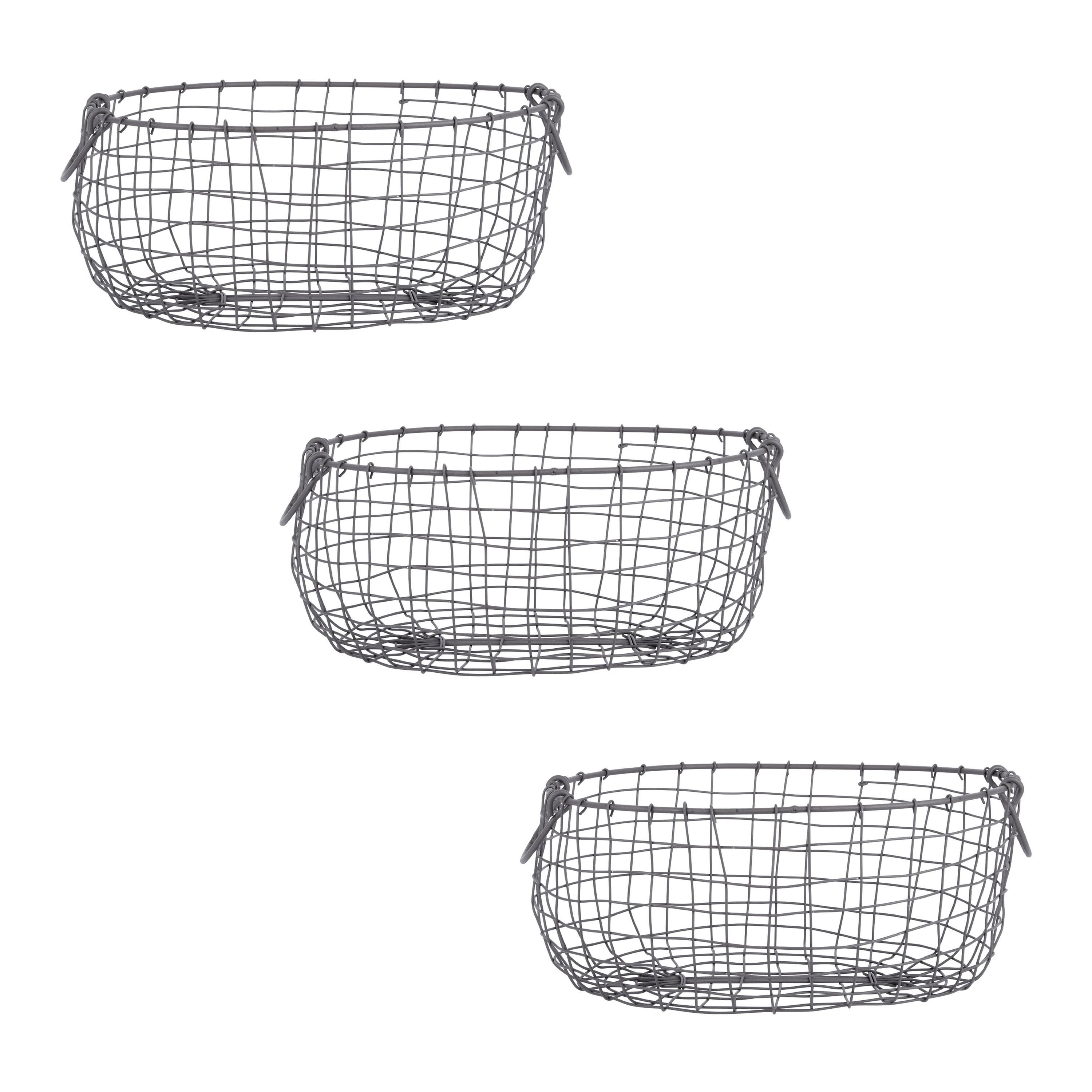 degawo Aufbewahrungsbox degawo 3er Set Draht Korb -GROSS- oval L= 38,5cm Griffe Dekoration (1x Korb)
