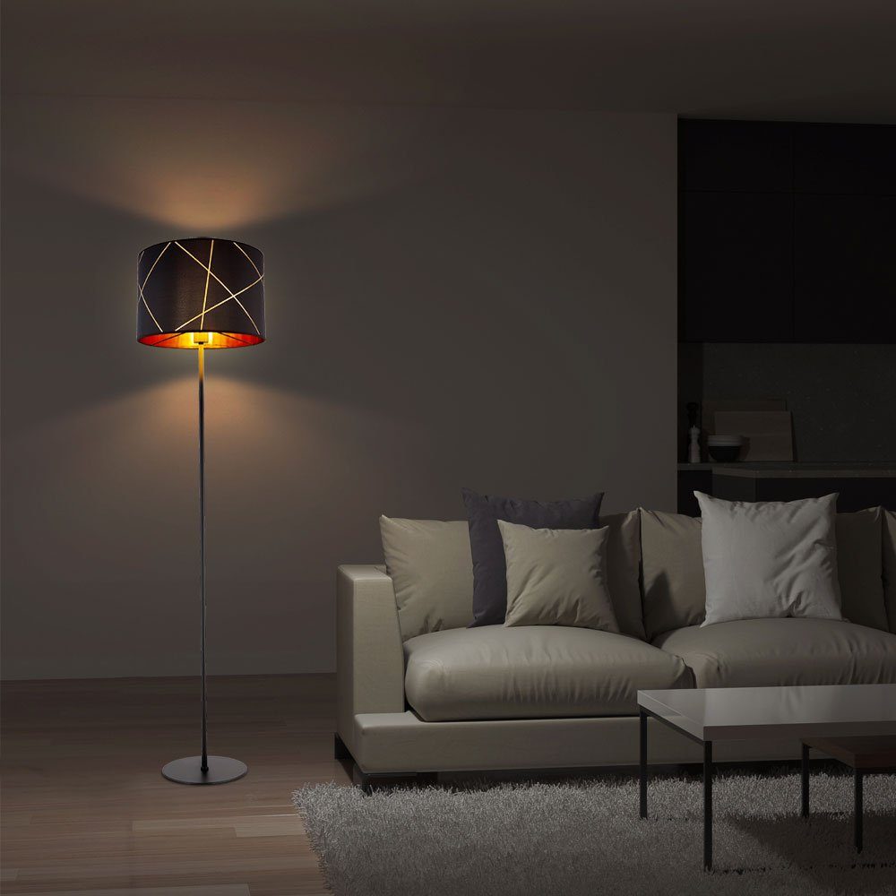 Globo Standlampe LED inklusive, Farbwechsel, Warmweiß, Leuchtmittel gold Stoff LED Fernbedienung Stehleuchte schwarz Stehlampe, E27 RGB