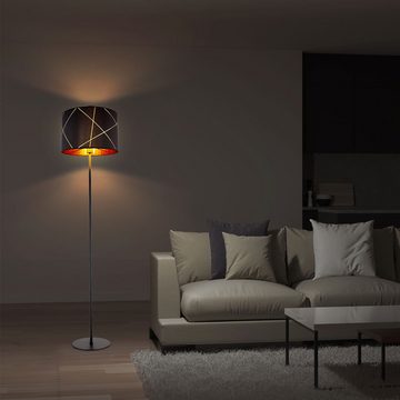 Globo LED Stehlampe, Leuchtmittel inklusive, Warmweiß, Farbwechsel, RGB LED Standlampe Stehleuchte schwarz gold E27 Stoff Fernbedienung