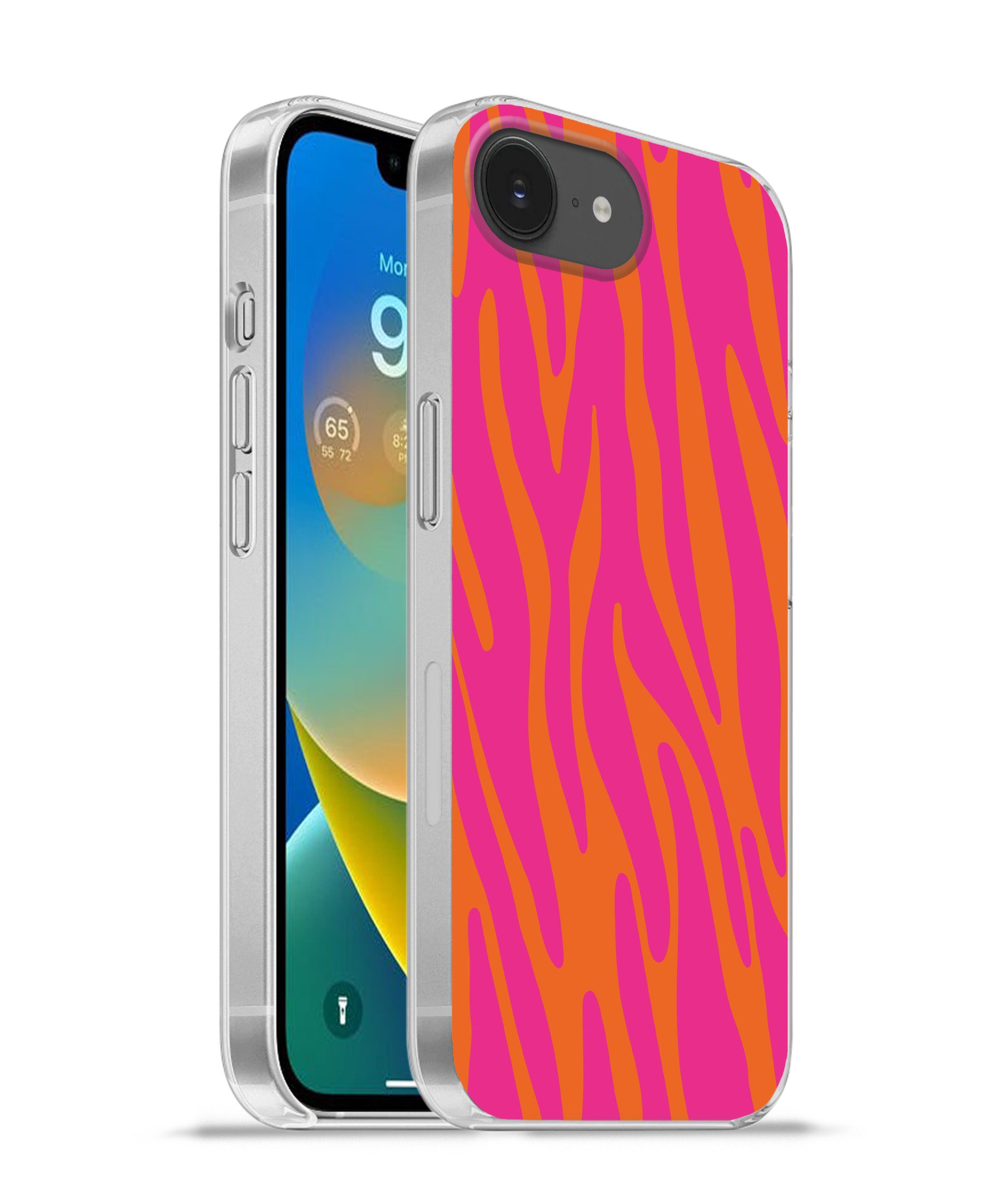 MuchoWow Handyhülle für Apple iPhone 16e Zebramuster - Rosa - Orange - Tiermuster, Smartphone-Bumper, Print, Handy Schutzhülle Dünn
