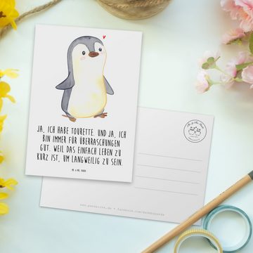 Mr. & Mrs. Panda Postkarte Pinguin Tourette - Weiß - Geschenk, Einladung, Tics, Dankeskarte, Ges, Hochglänzend veredelt