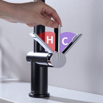 CECIPA pro Küchenarmatur Küchenmischbatterie mit Herausziehbarer Brause, 2 Wasserauslassmodi (Einhand-Waschtischarmatur, 1-St., Wasserhahn aus Edelstahl) 360° drehbar
