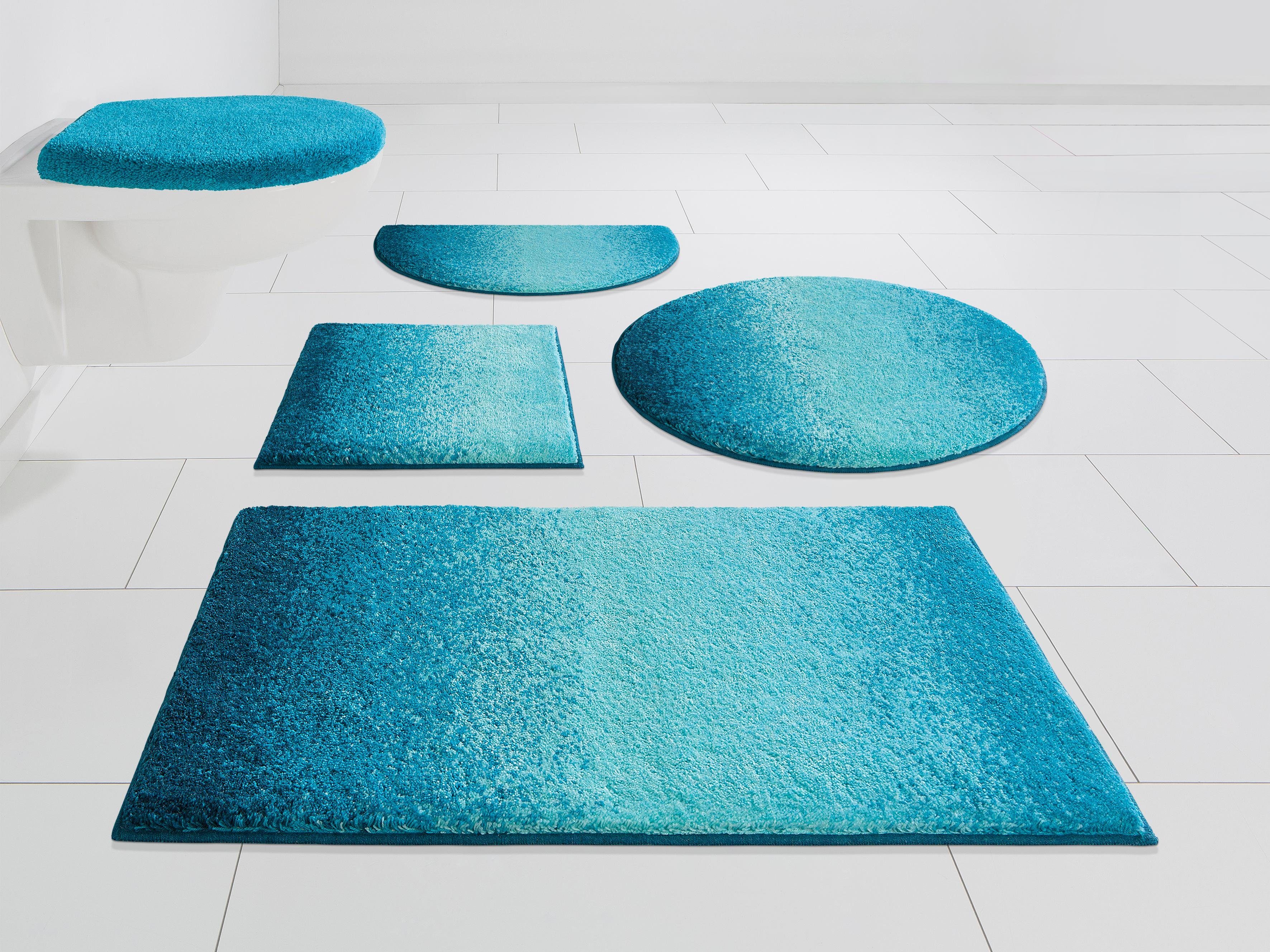Grund Badematte Mistral, Höhe 20 mm, rutschhemmend beschichtet, fußbodenheizungsgeeignet, Kunstfaser, rechteckig, meliertes Design, Ombré-Look, auch als 3 teiliges Set, Made in Europe