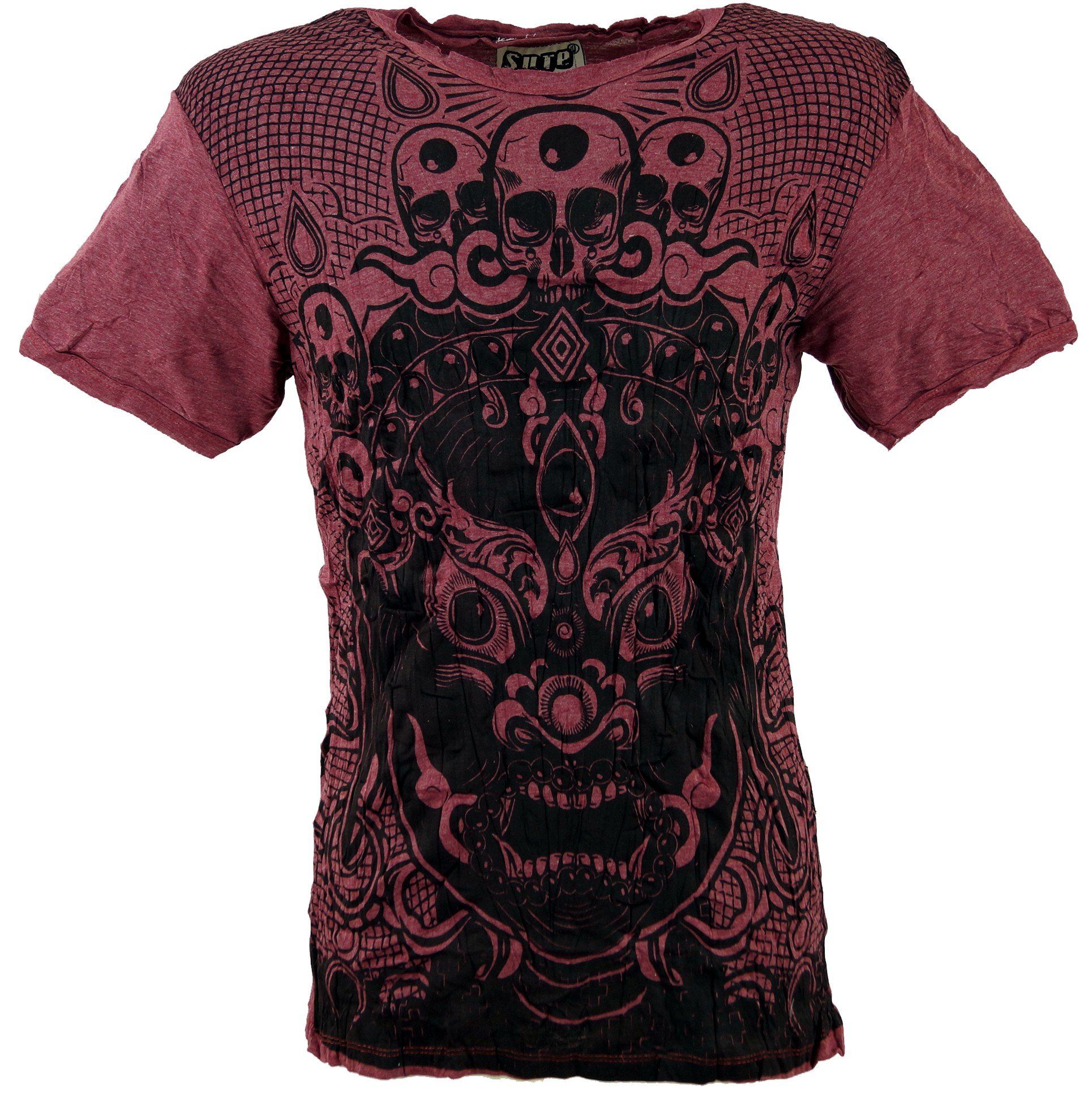 Guru-Shop T-Shirt Sure T-Shirt Dämon - bordeaux Goa Style, Festival, alternative Bekleidung
