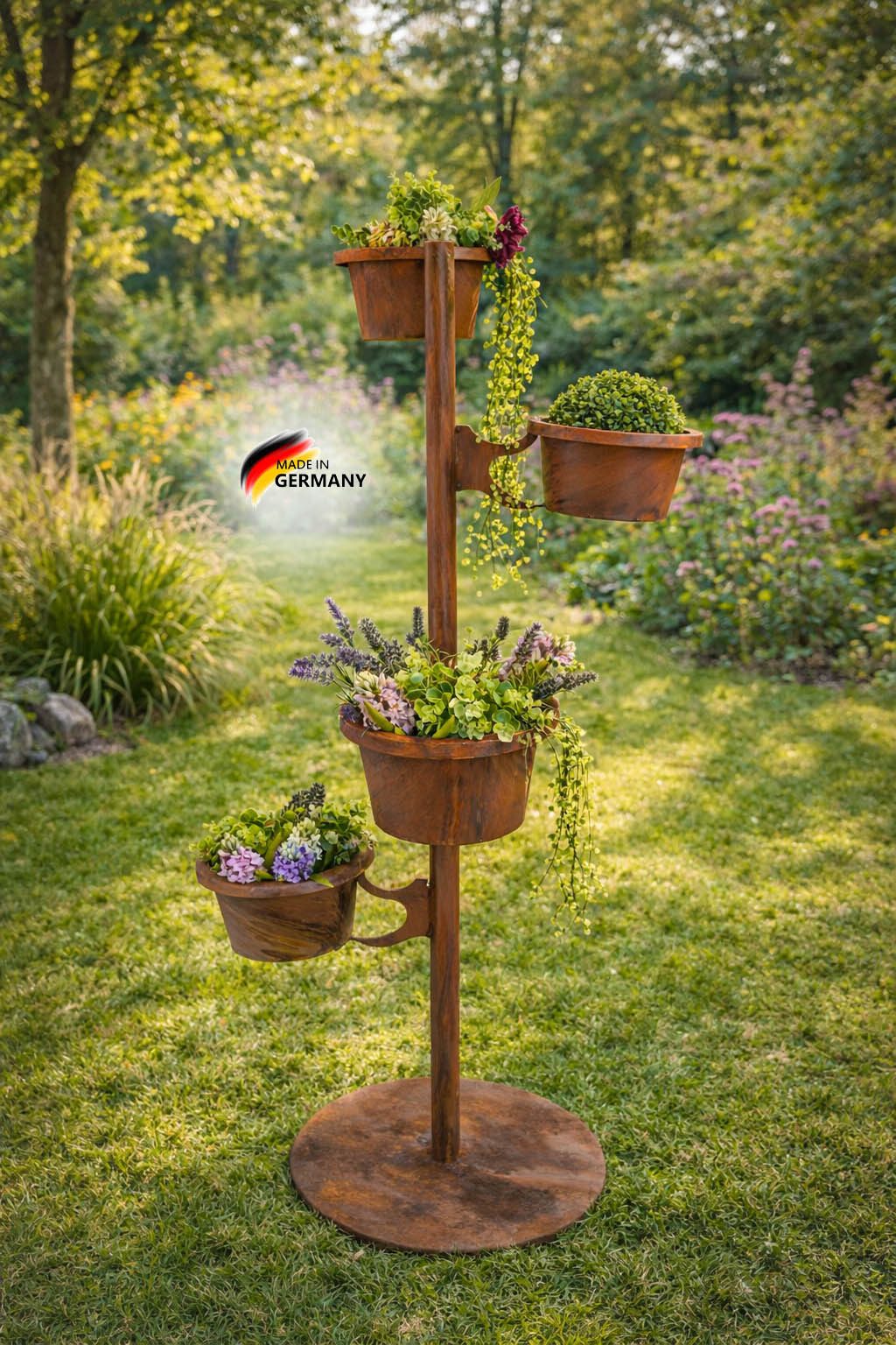 BADEKO Pflanzschale Pflanzturm Fabian 4-teilig, herausnehmbare Töpfe, massive Bodenplatte
