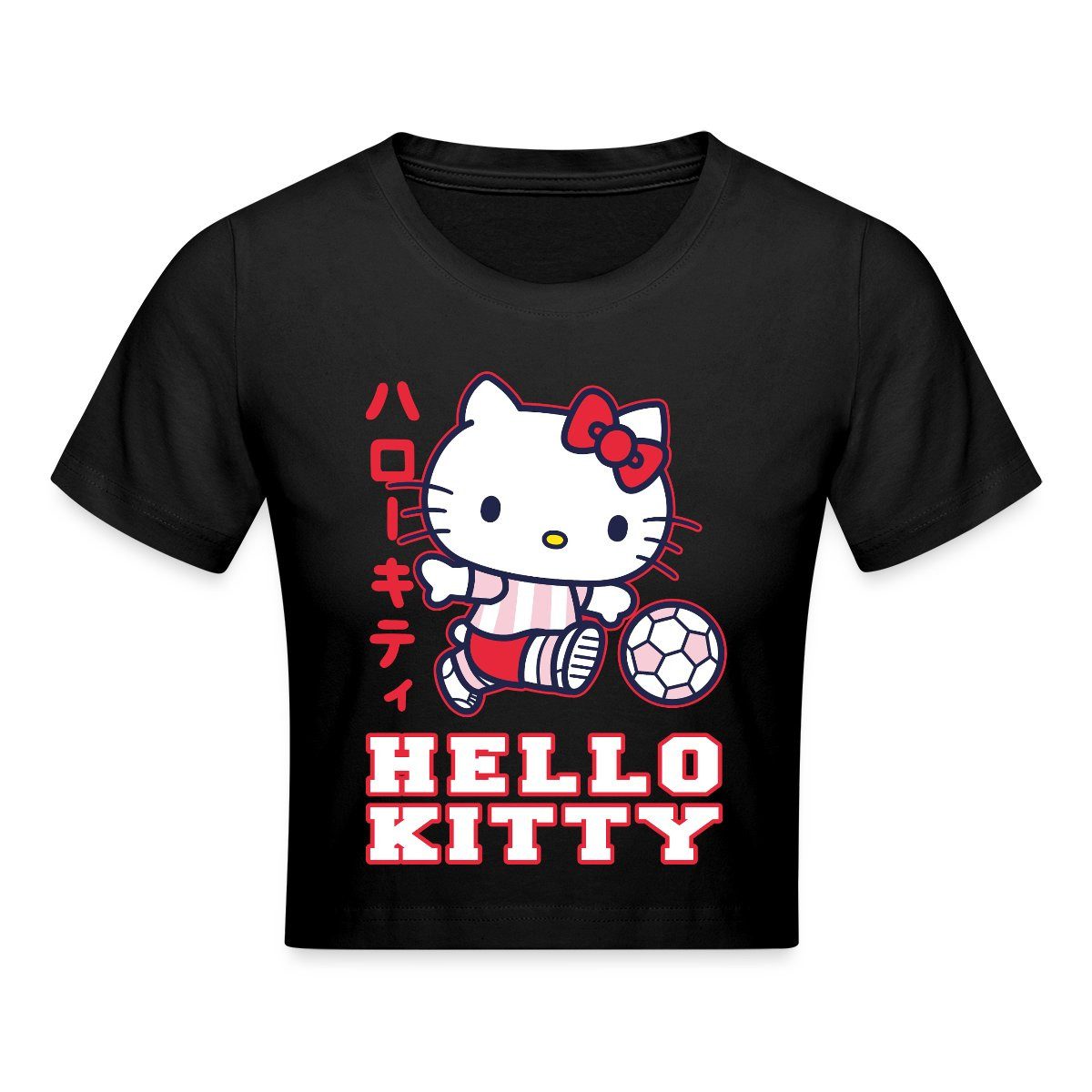 Spreadshirt T-Shirt Hello Kitty Spielt Fussball Sport Crop Top (1-tlg)