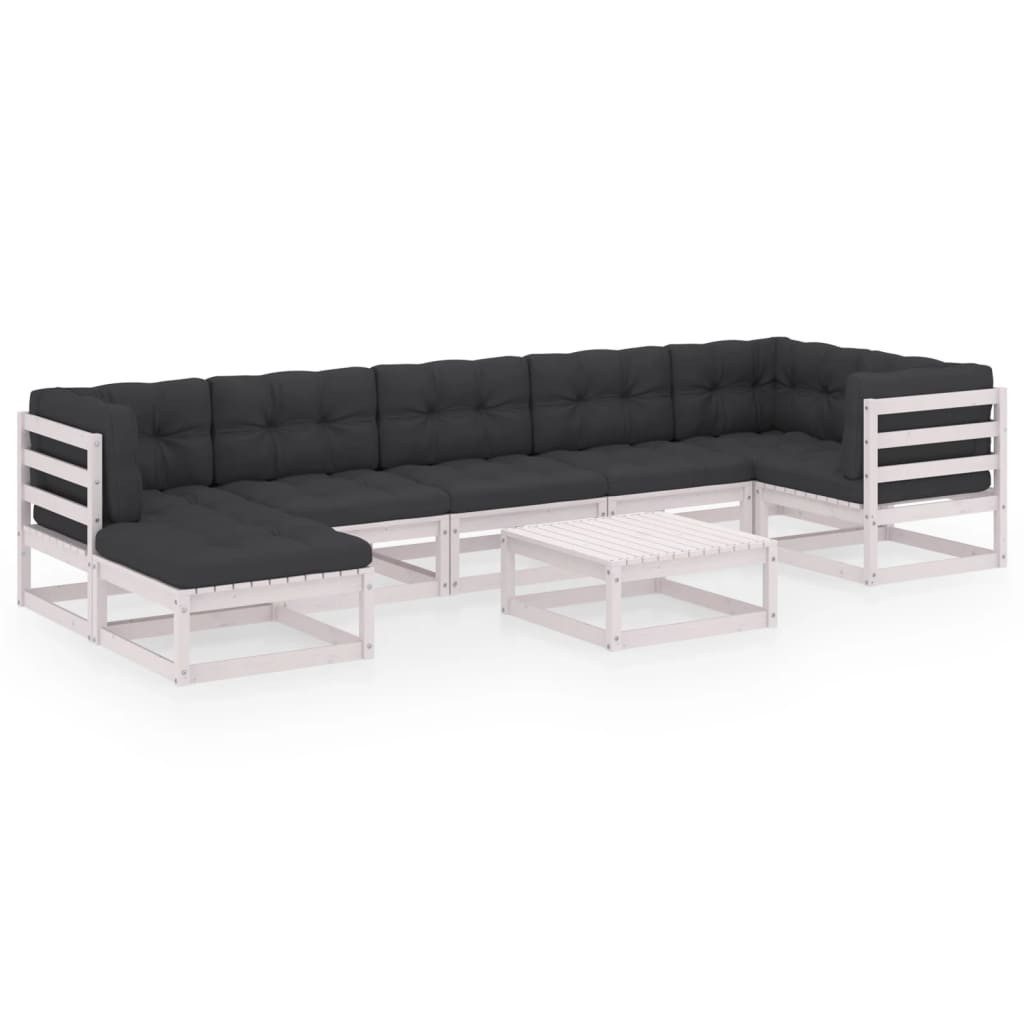 vidaXL Gartenlounge-Set 8-tlg. Garten-Lounge-Set mit Kissen Massivholz Kiefer, (1-tlg)