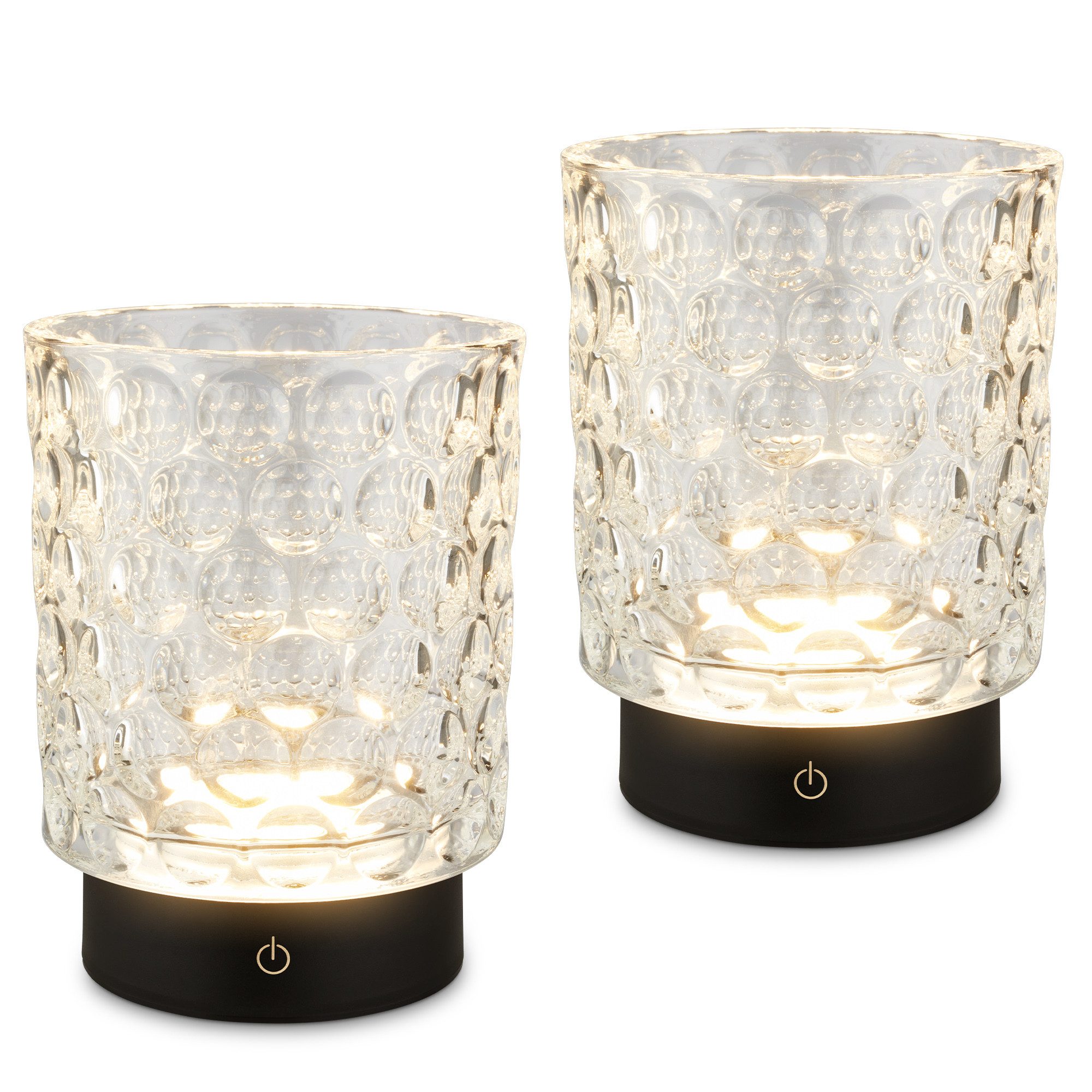 Briloner Leuchten LED Außen-Tischleuchte SUNORA, Dimmfunktion, LED fest integriert, Warmweiß, kabellos 15 x 11 cm Klar 2W Wohnzimmer Flur Outdoor Aussen 2er-Set