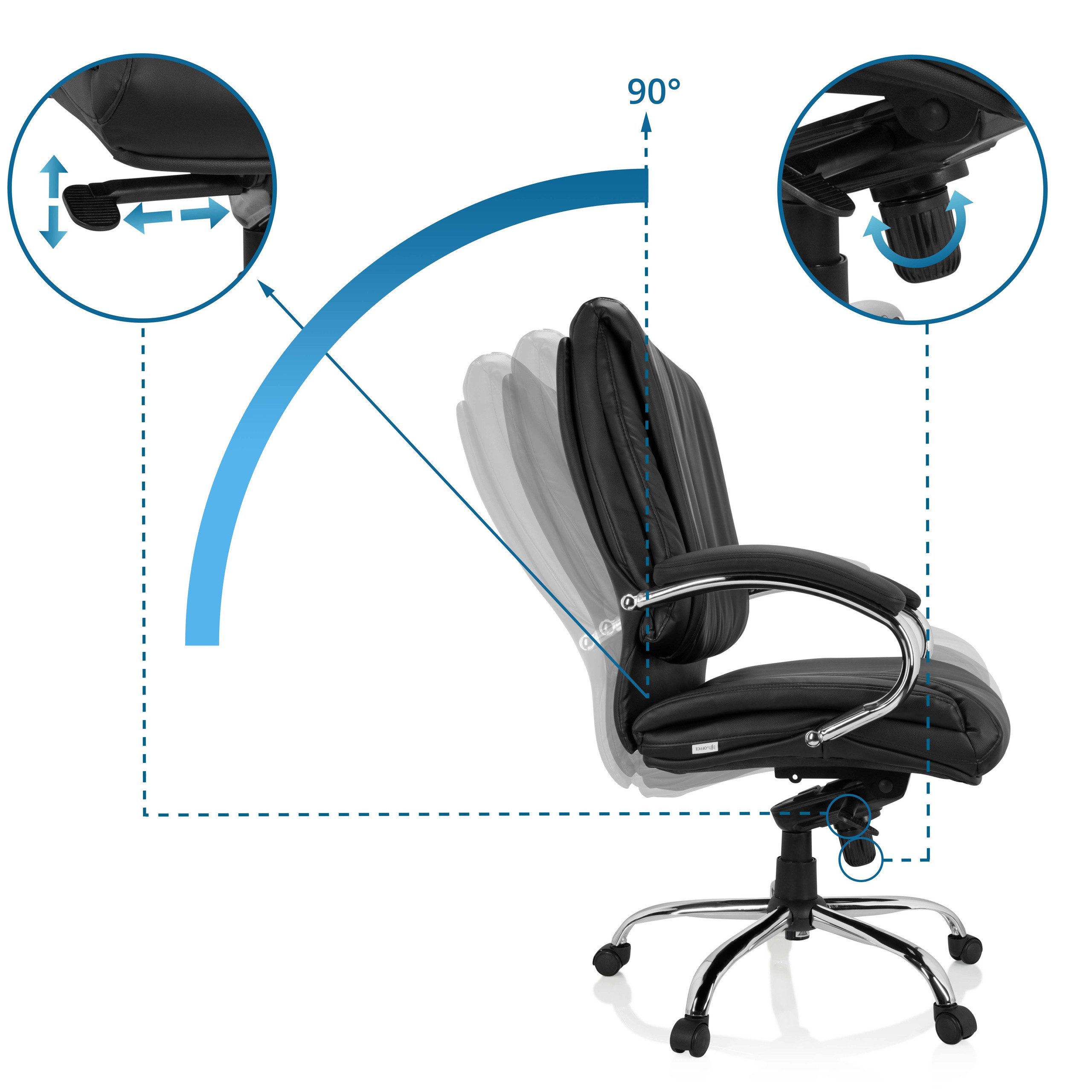 hjh OFFICE Drehstuhl XXL Drehstuhl Xxl H 100 Kunstleder mit Armlehnen (1 St), XXL Chefsessel Bürostuhl ergonomisch