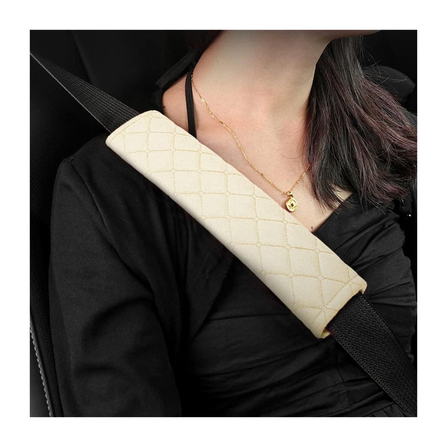 LuxusKollektion Gurtpolster Gurtprotektor Sicherheitsgurt Auto 2er Kinder Erwachsene Beige