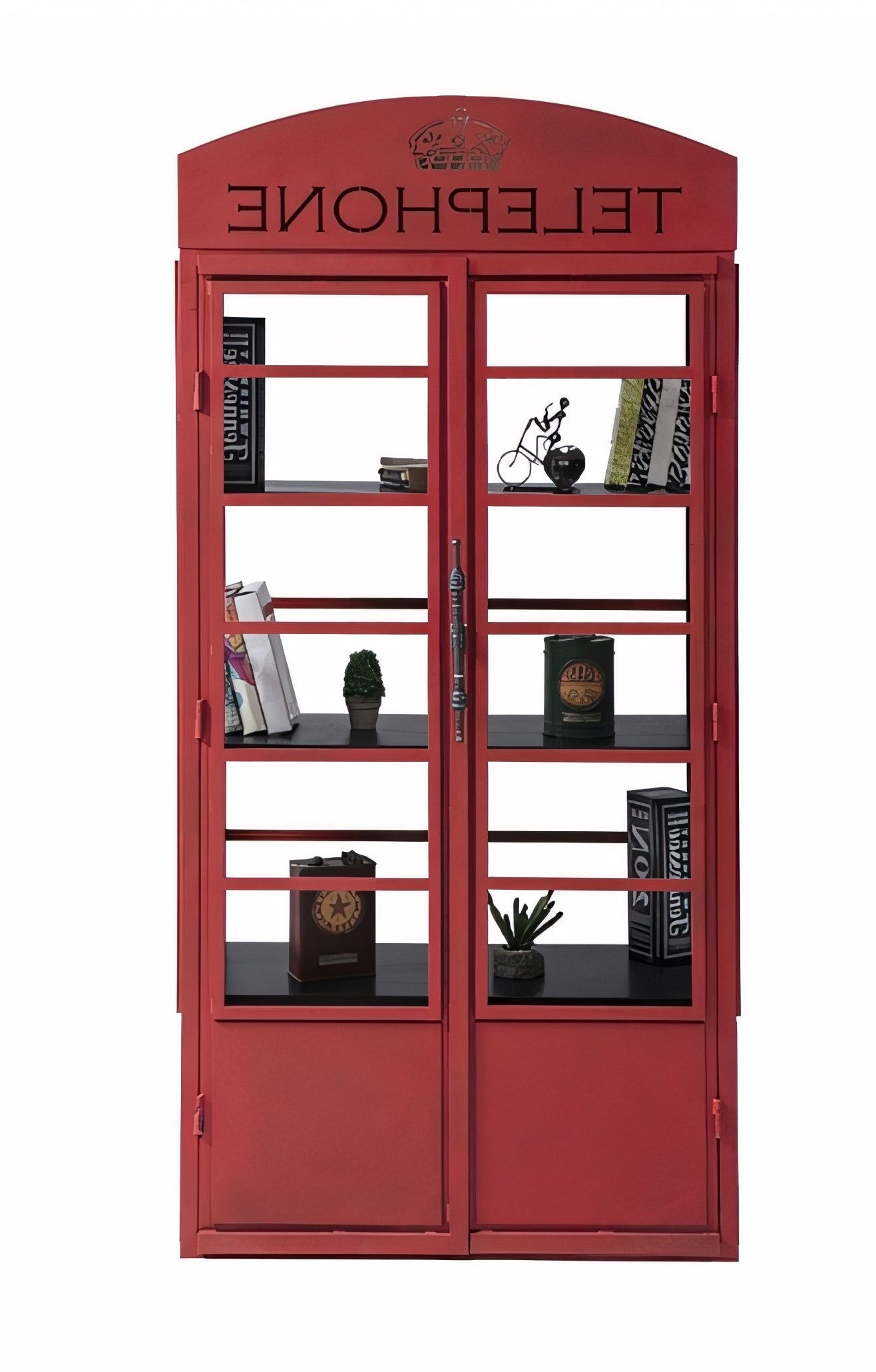 Xlmoebel Bücherregal Regal Telefonzelle Stil Schrank Dekoration Englisch, Made in Europa