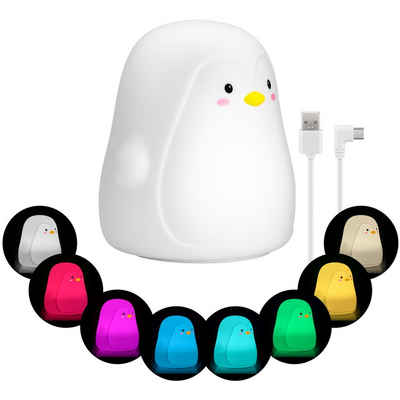 Goobay LED Nachtlicht LED Einschlafhilfe mit Farbwechsel für Babys, LED fest integriert, Warmweiß, Farbwechsler, Li-Ion-Akku / 3 Leuchtmodi / Touch-Sensor / Weiches Silikon