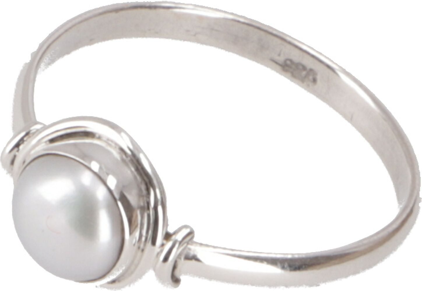 Guru-Shop Silberring Boho Silberring, filigraner Edelsteinring - Perle