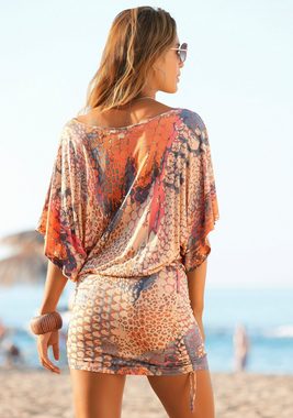 Buffalo Longshirt mit Echsenprint, elastisches Strandkleid, Sommerkleid