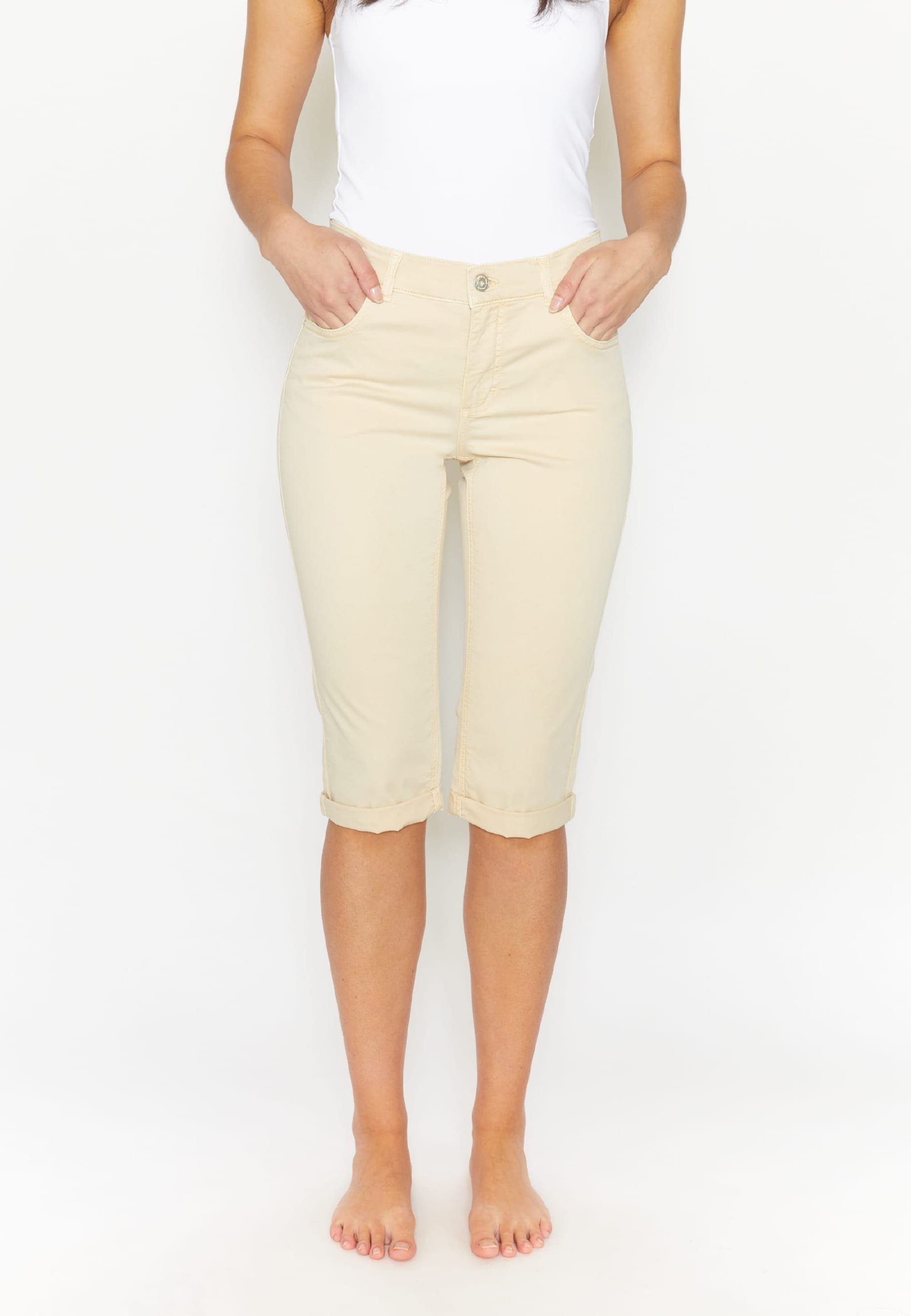ANGELS Slim-fit-Jeans 5-Pocket-Hose Capri TU mit Label-Applikationen beige
