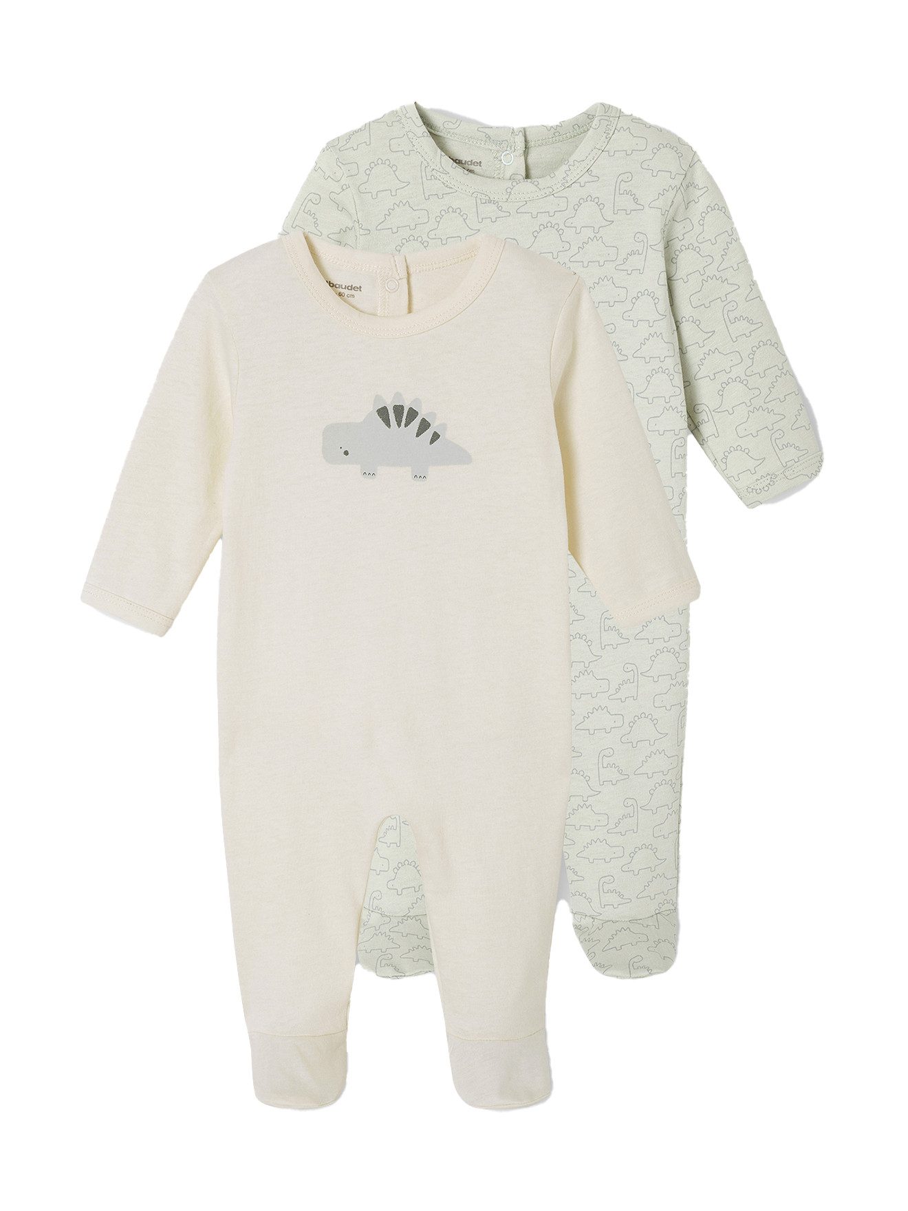 Schlafanzug Bio-Kollektion: 2er-Pack Baby Strampler mit Dinos