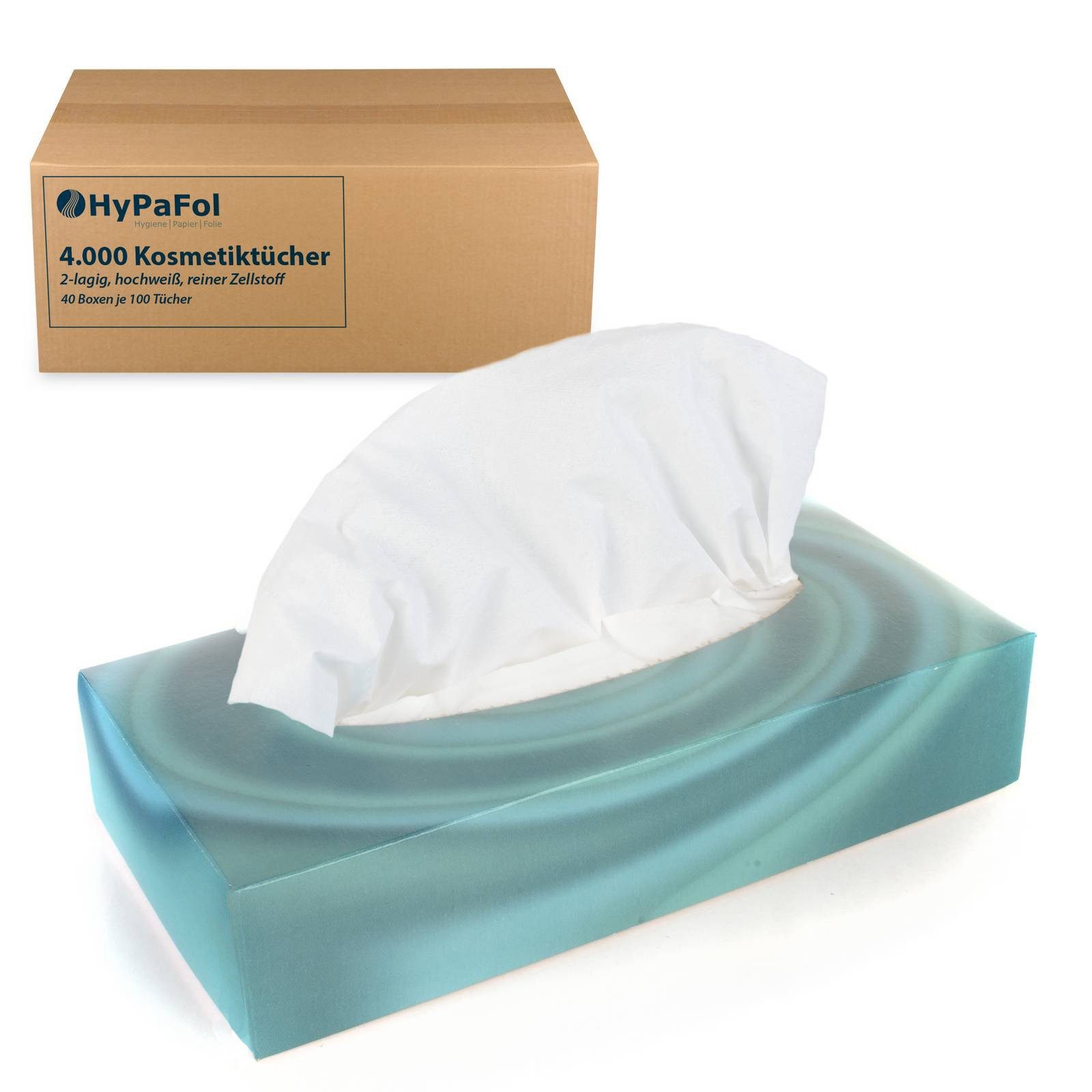 Hypafol Kosmetiktücher Zellstoff, Großpackung I hochweiß (4000-St), Variante 40x Boxen oder 30x Würfel