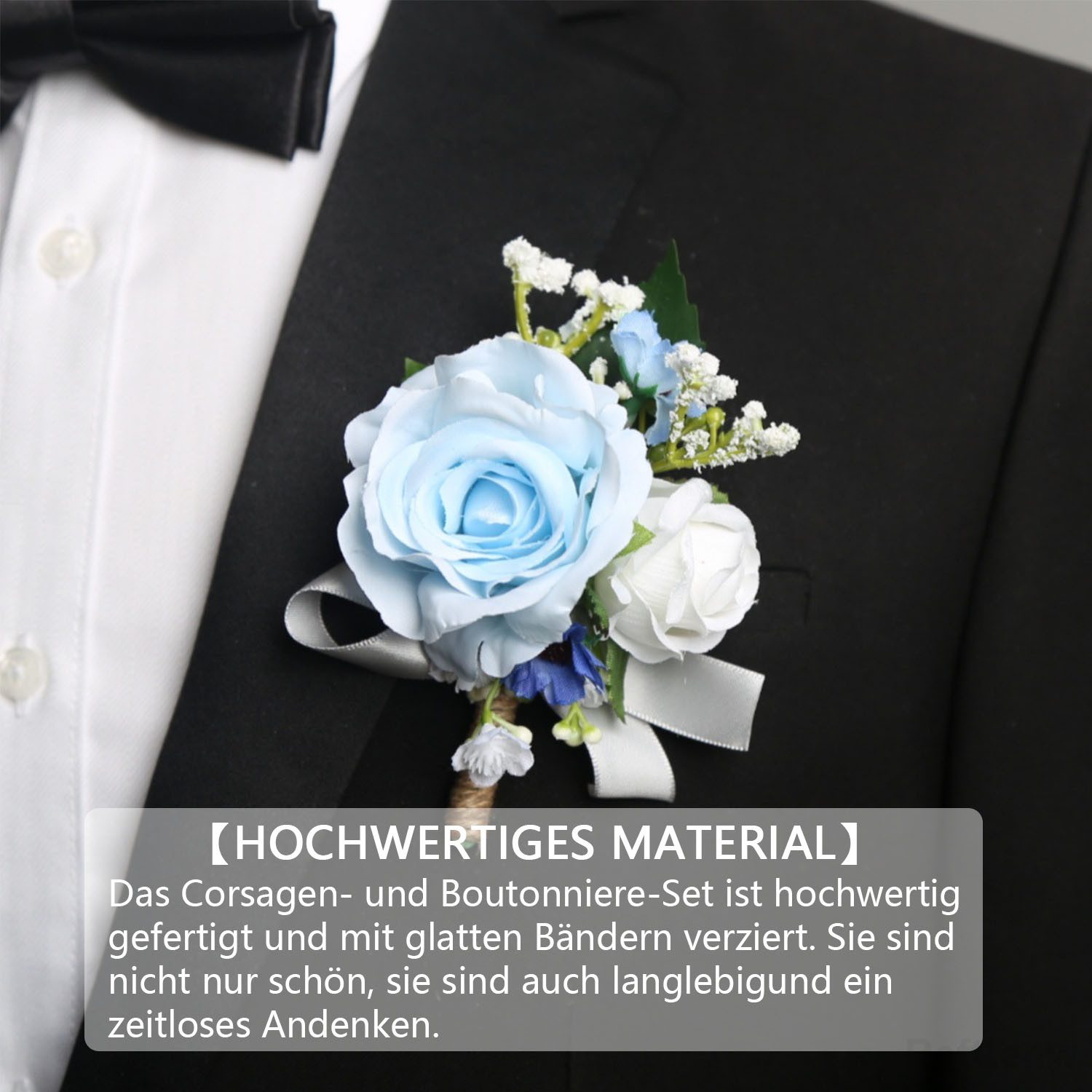 Refttenw Ansteckblüte Hochzeitsarmband-und Boutonniere-Sets,Partydekorationen,Zubehör
