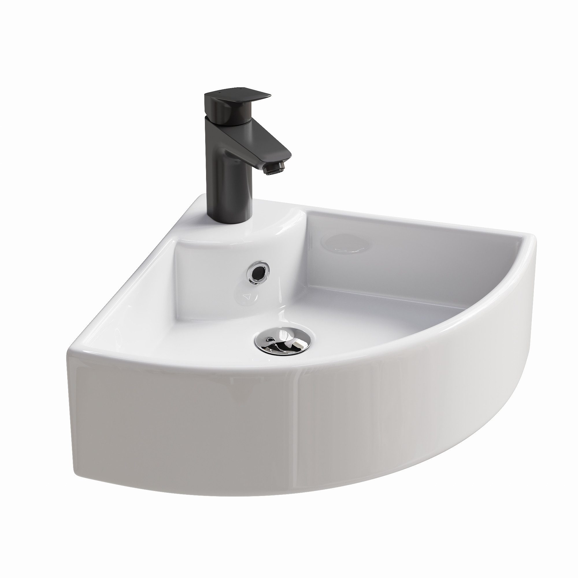 HOROW Waschbecken Waschbecken Waschtisch Badezimmer, Eckwaschbecken Keramik (Waschbecken Klein Gäste WC, Aufsatzwaschbecken Bad 46 x 32 x 12.5 cm)
