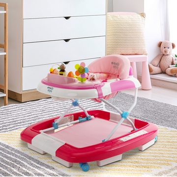 ib style Lauflernhilfe Little World Babywalker Rosa, Lauflernwagen mit Schaukelfunktion & elektronischem Spielelement