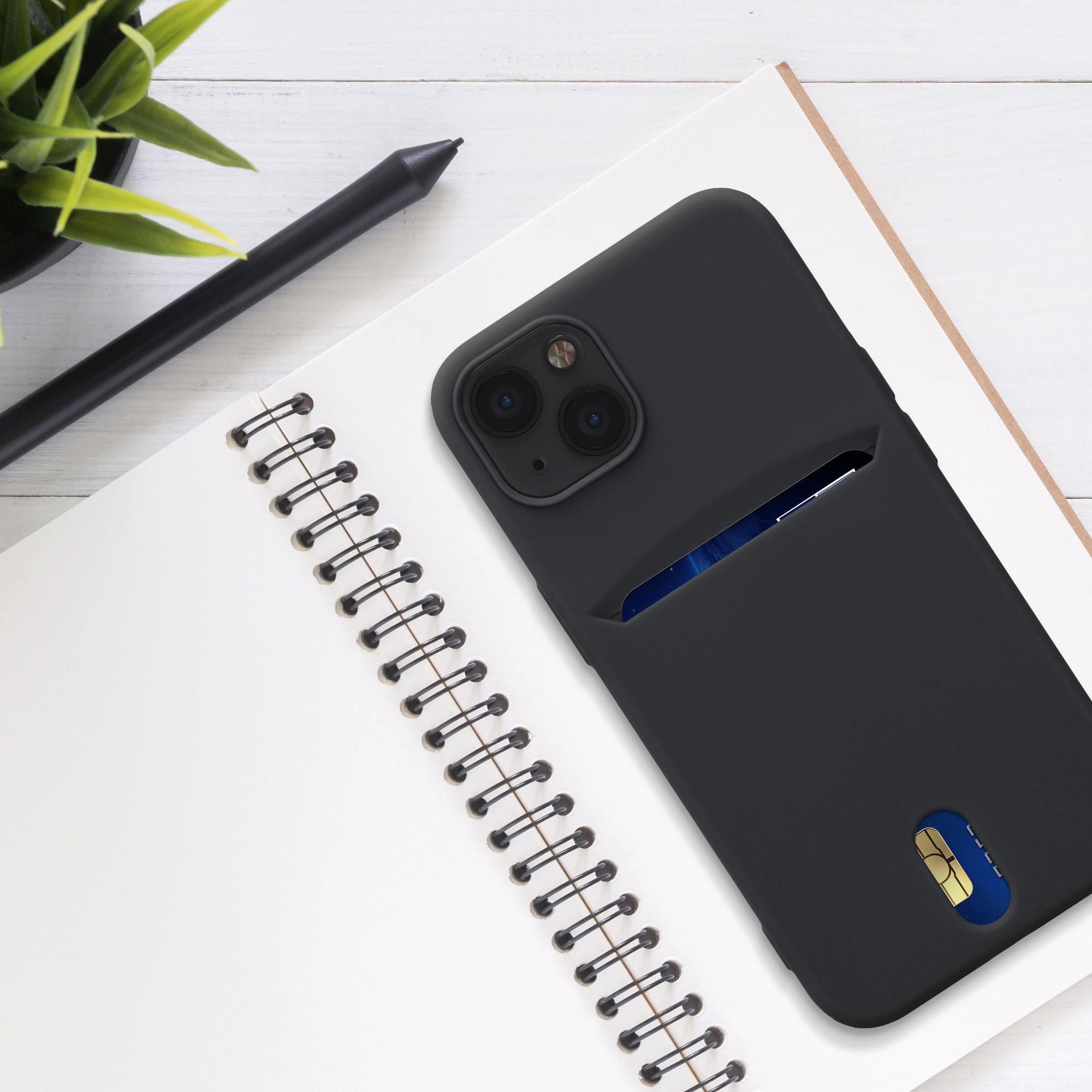 kwmobile Handyhülle Hülle für Apple iPhone 13, Handy Schutzhülle Cover Case mit Kartenfach
