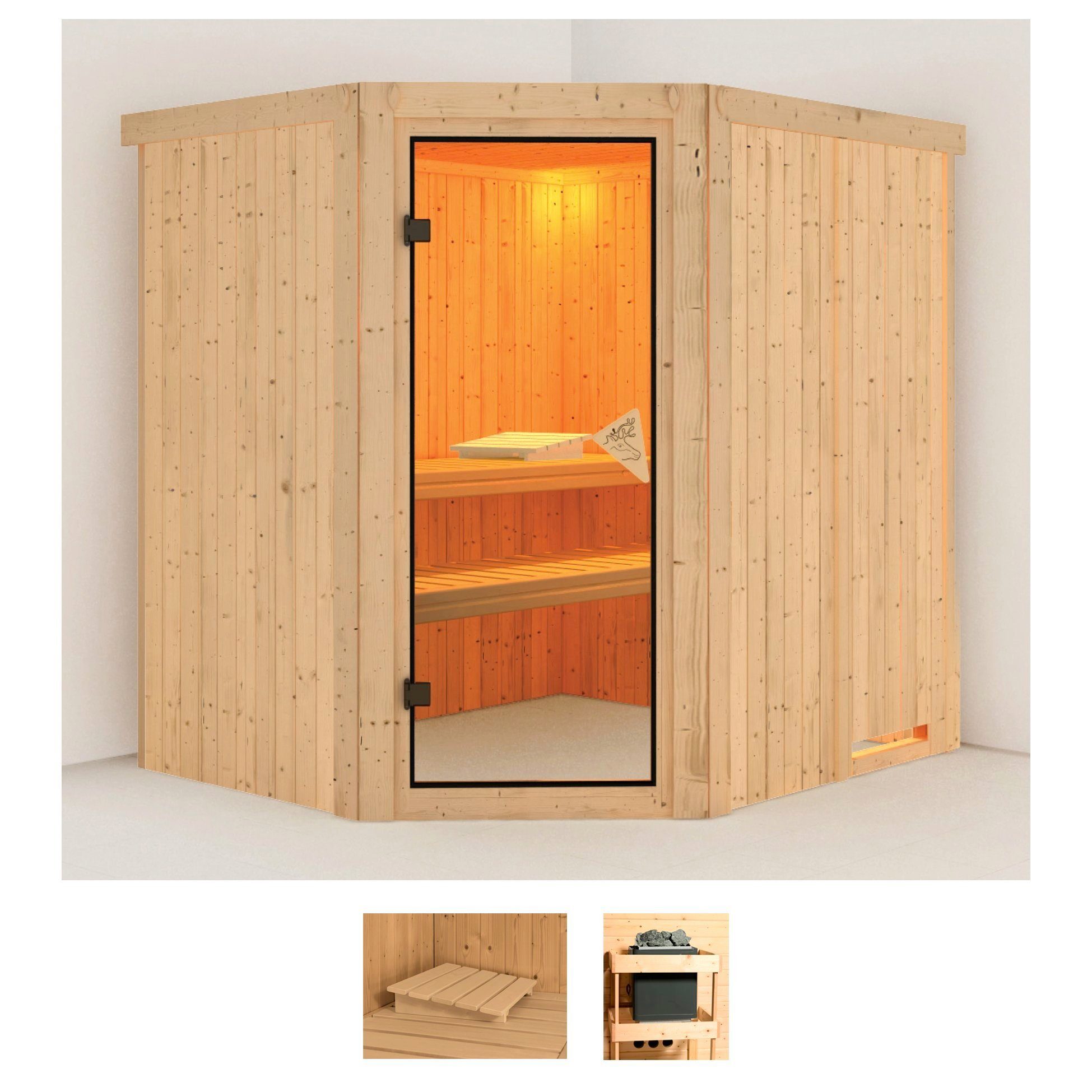 Karibu Sauna Siirin, BxTxH: 196 x 170 x 198 cm, 68 mm, (Set) ohne Ofen