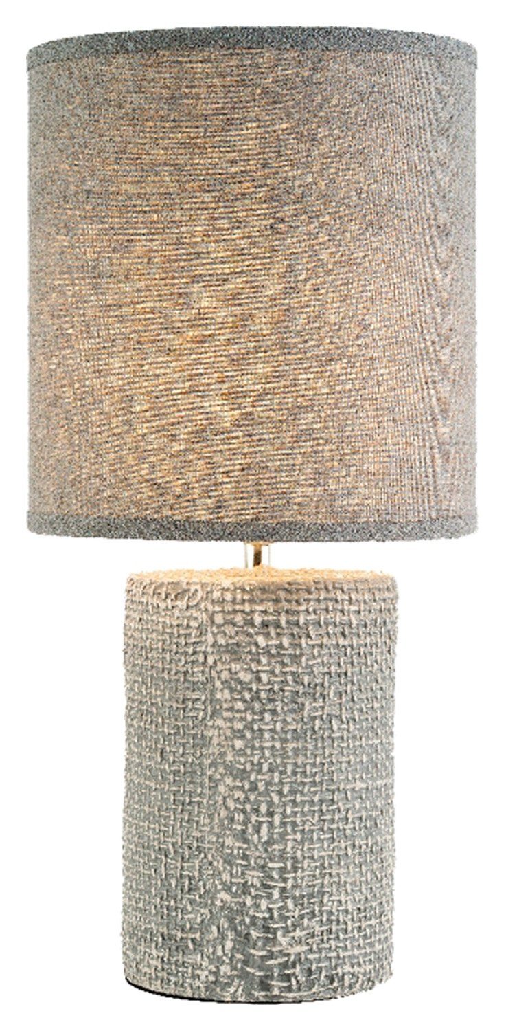 Tischleuchte KISTAKO, 1-flammig, Grau, Keramik, H 43 cm, ohne Leuchtmittel, Lampenschirm aus Stoff, Tischlampe