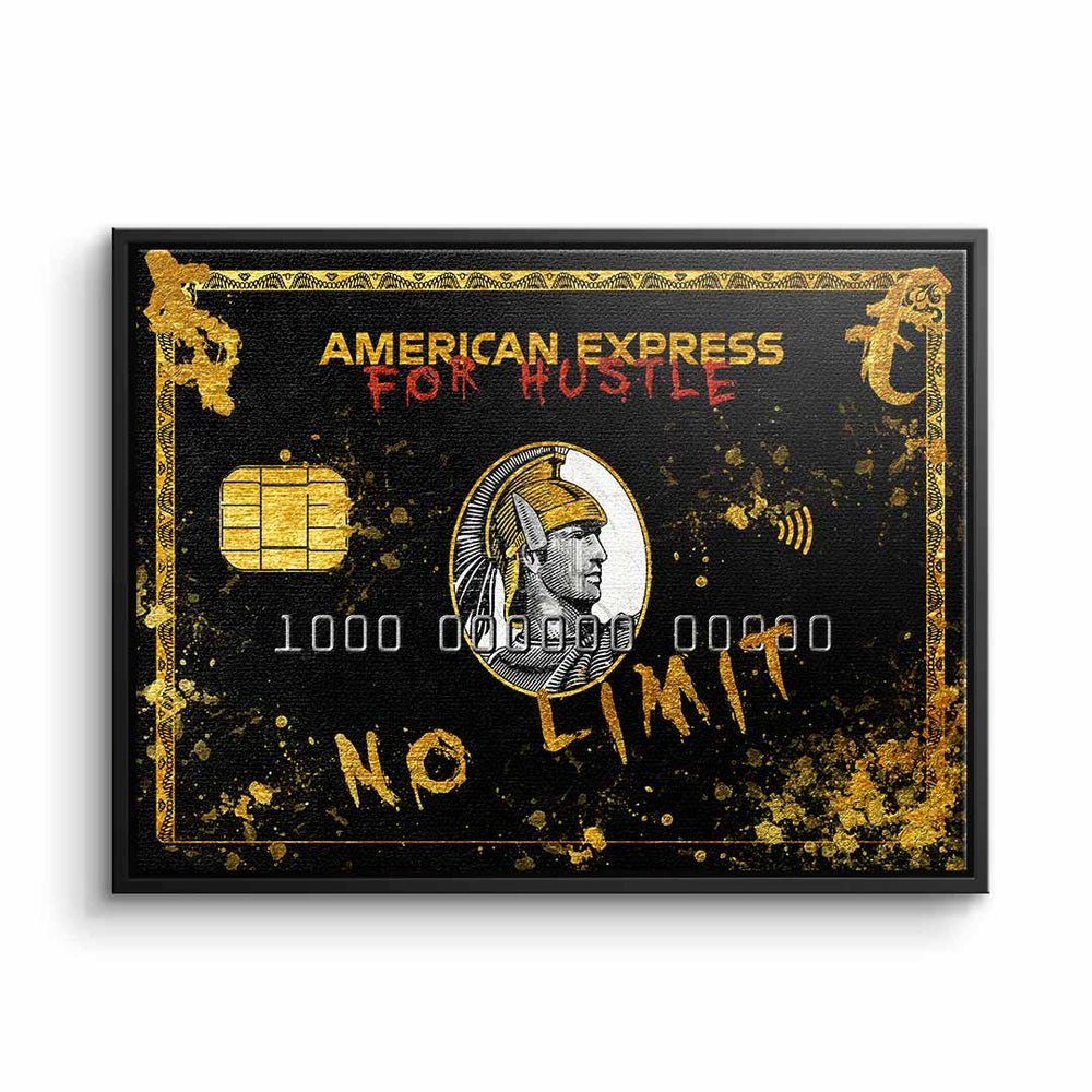 Rahmen schwarz Hustler, Rahmen gold DOTCOMCANVAS® American goldener Leinwandbild American Express Hustler mit Leinwandbild Express premium
